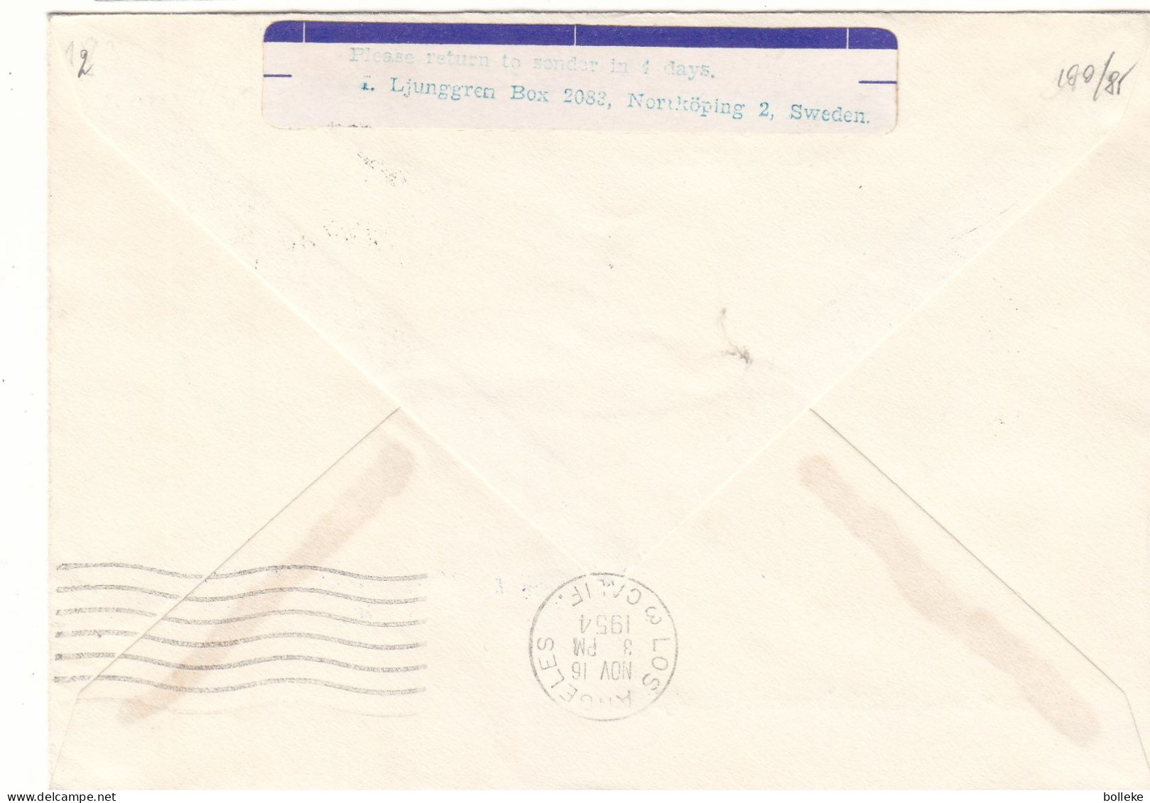 Norvège - Lettre De 1954 - Oblit Oslo - 1 Er Vol SAS Oslo Grönland Los Angeles - - Lettres & Documents
