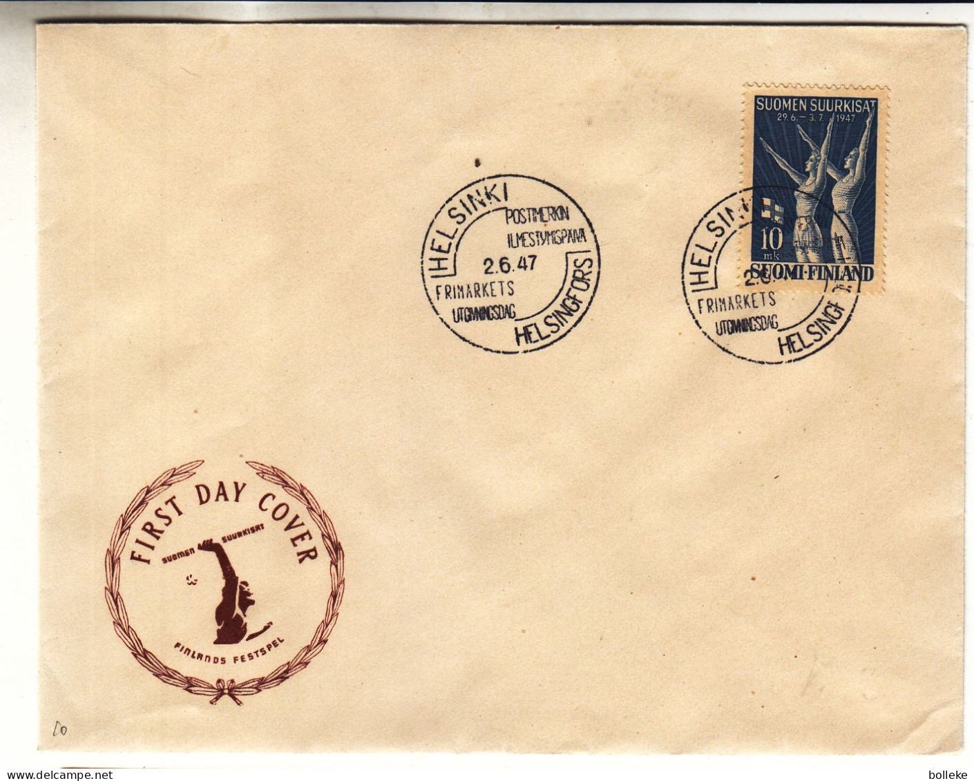 Finlande - Lettre FDC De 1947 - Oblit Helsinki - Drapeaux - - Lettres & Documents