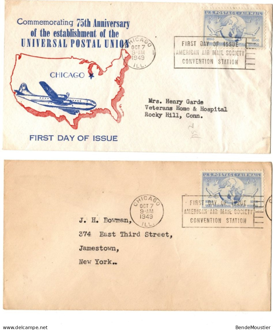 (N108) USA SCOTT # 2 X C 43 - 75 Th Anniversary Universal Postal Union - Chicago (ILL) - 1949. - 2c. 1941-1960 Briefe U. Dokumente