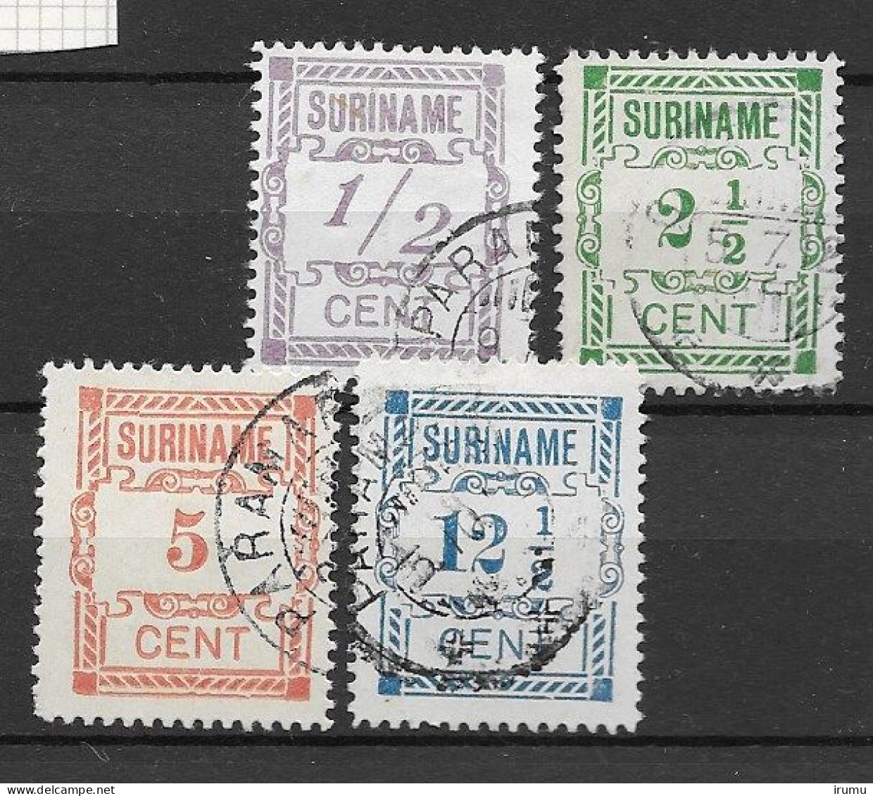 Suriname 1912, NVPH 65-68 Gebruikt Type II Kw 27 EUR (SN 1238) - Suriname ... - 1975