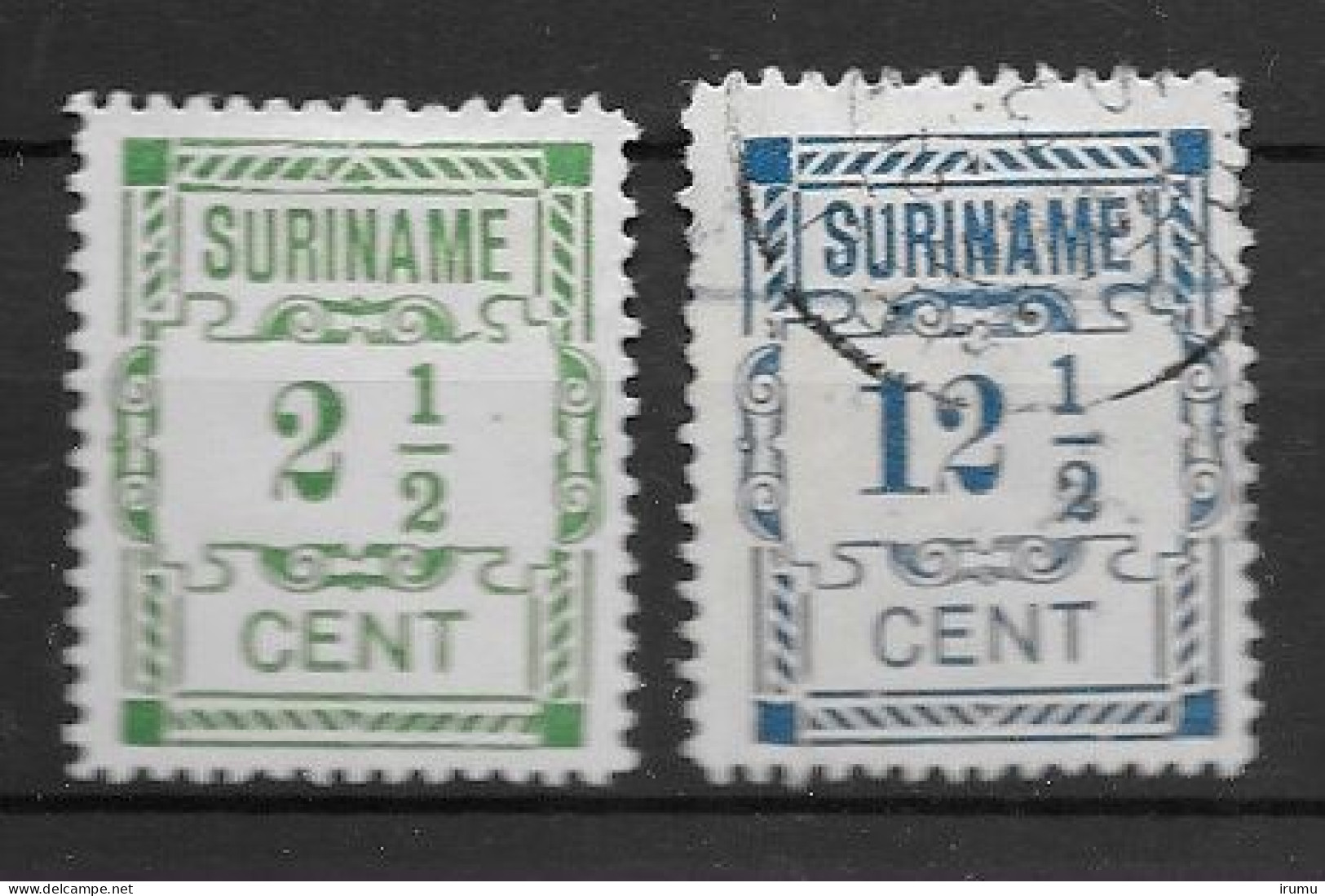 Suriname 1912, NVPH 66,68 Type II Kw 16 EUR (SN 1239) - Suriname ... - 1975