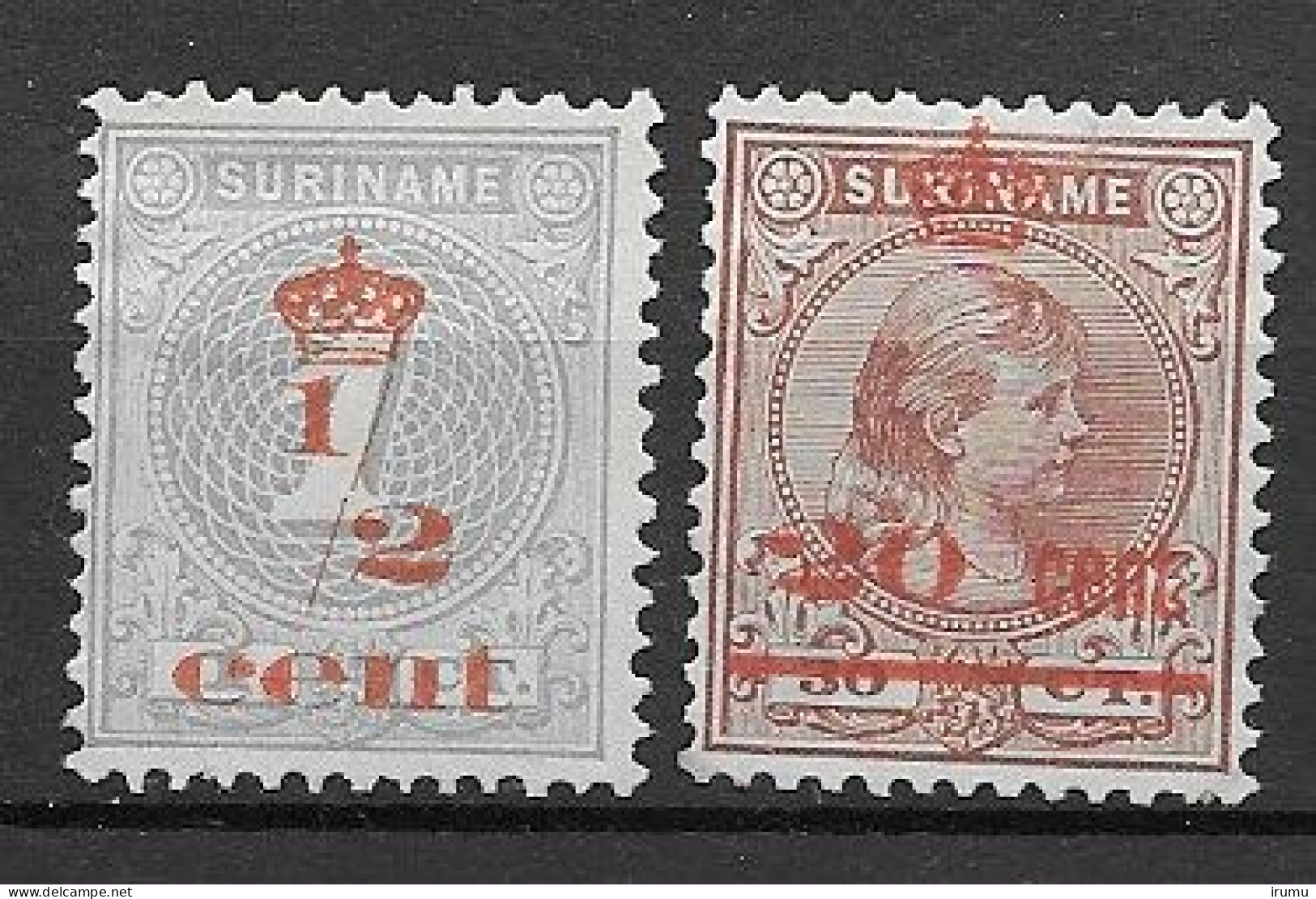 Suriname 1911, NVPH 60, 63  MNG Kw 14.5 EUR (SN 1245) - Suriname ... - 1975