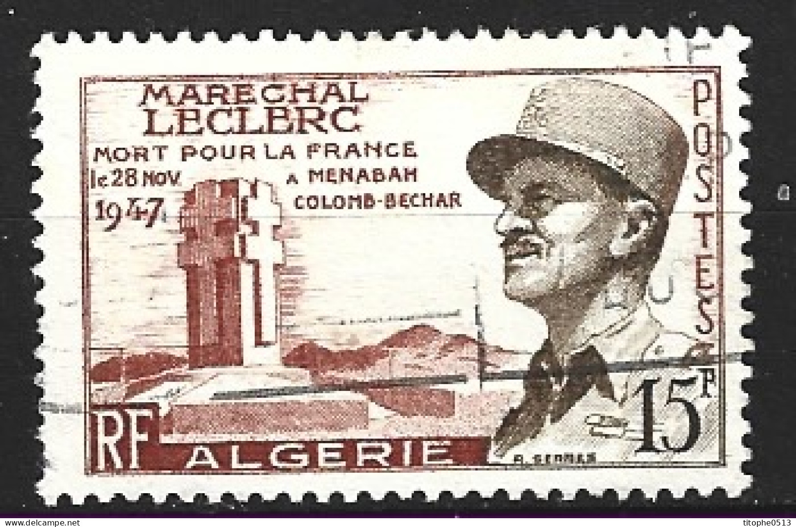 ALGERIE. N°338 Oblitéré De 1956. Maréchal Leclerc. - Usati