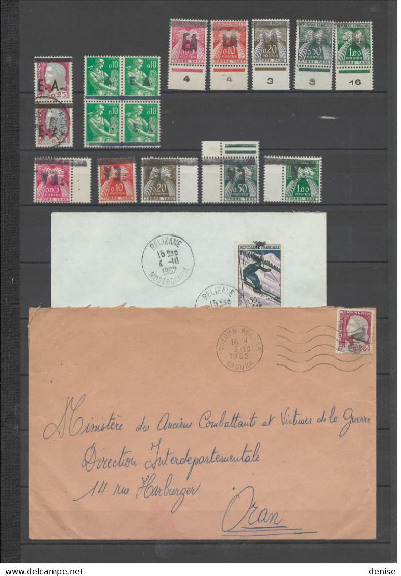 Algerie - SURCHARGES EA - Lot de  timbres incluant taxes , fragments , blocs et plis - DEPART 1 EURO