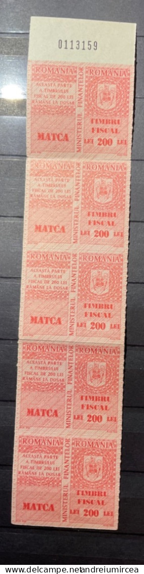 1998 Timbre Fiscale 5 X 200 Lei - Variétés Et Curiosités