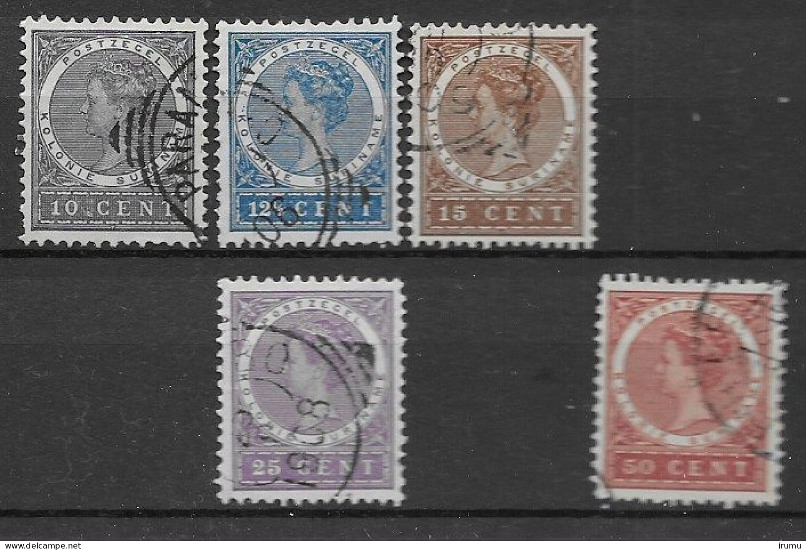 Suriname 1904-1908, 5 Waarden Gebruikt Kw 48 EUR (SN 1262) - Suriname ... - 1975