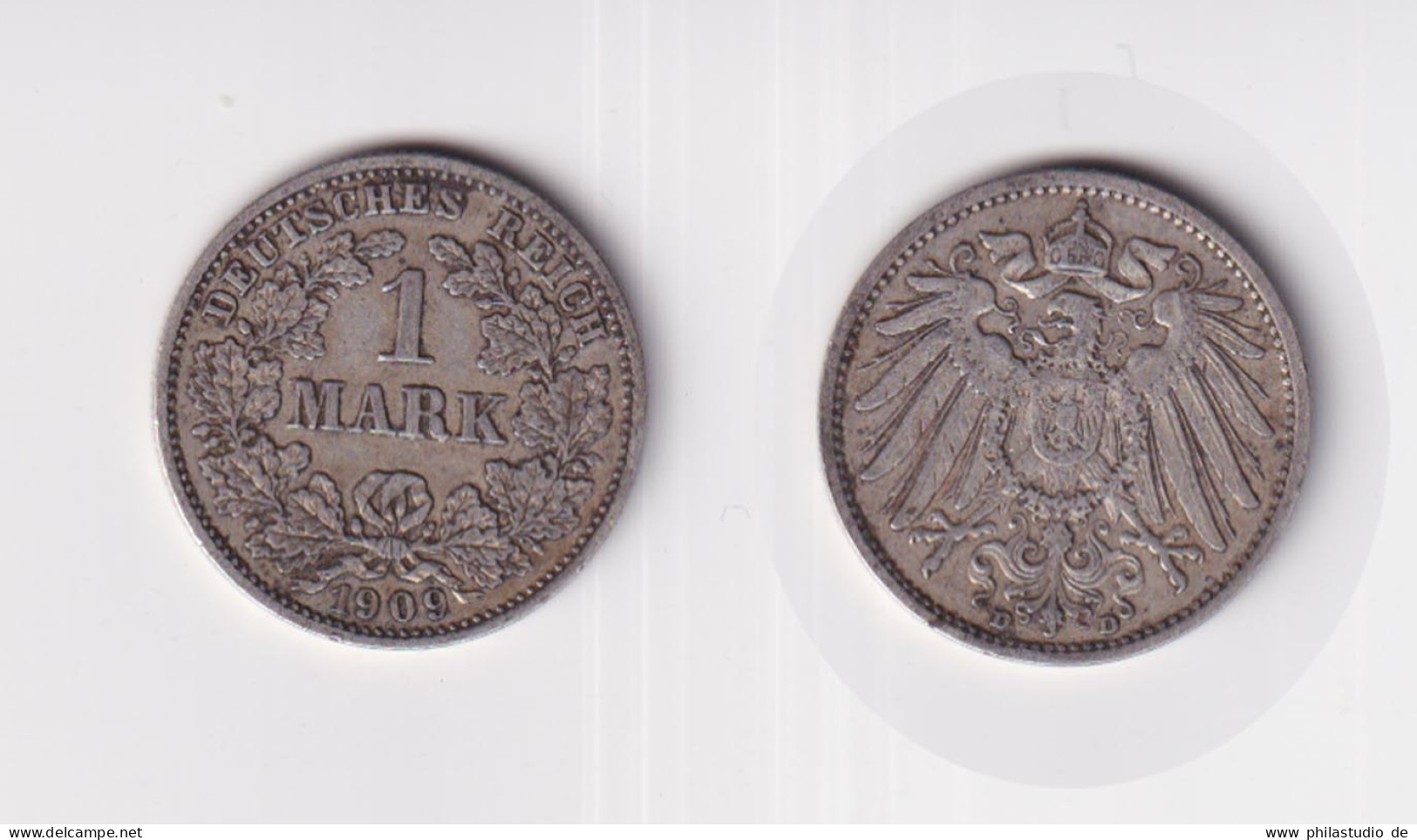 Silbermünze Kaiserreich 1 Mark 1909 D Jäger Nr. 17 /36 - Andere - Europa
