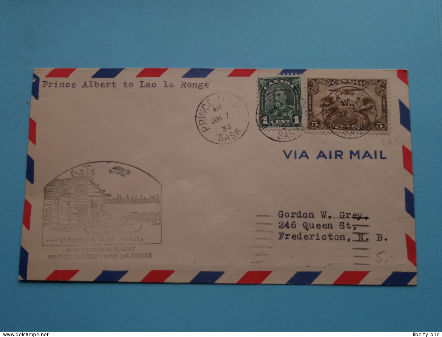 CANADA AIR MAIL - PRINCE ALBERT To LAC LA RONGE > Anno 1932 > Fredericton N.B. ( Voir / See SCANS ) F.O.F. ! - Posta Aerea