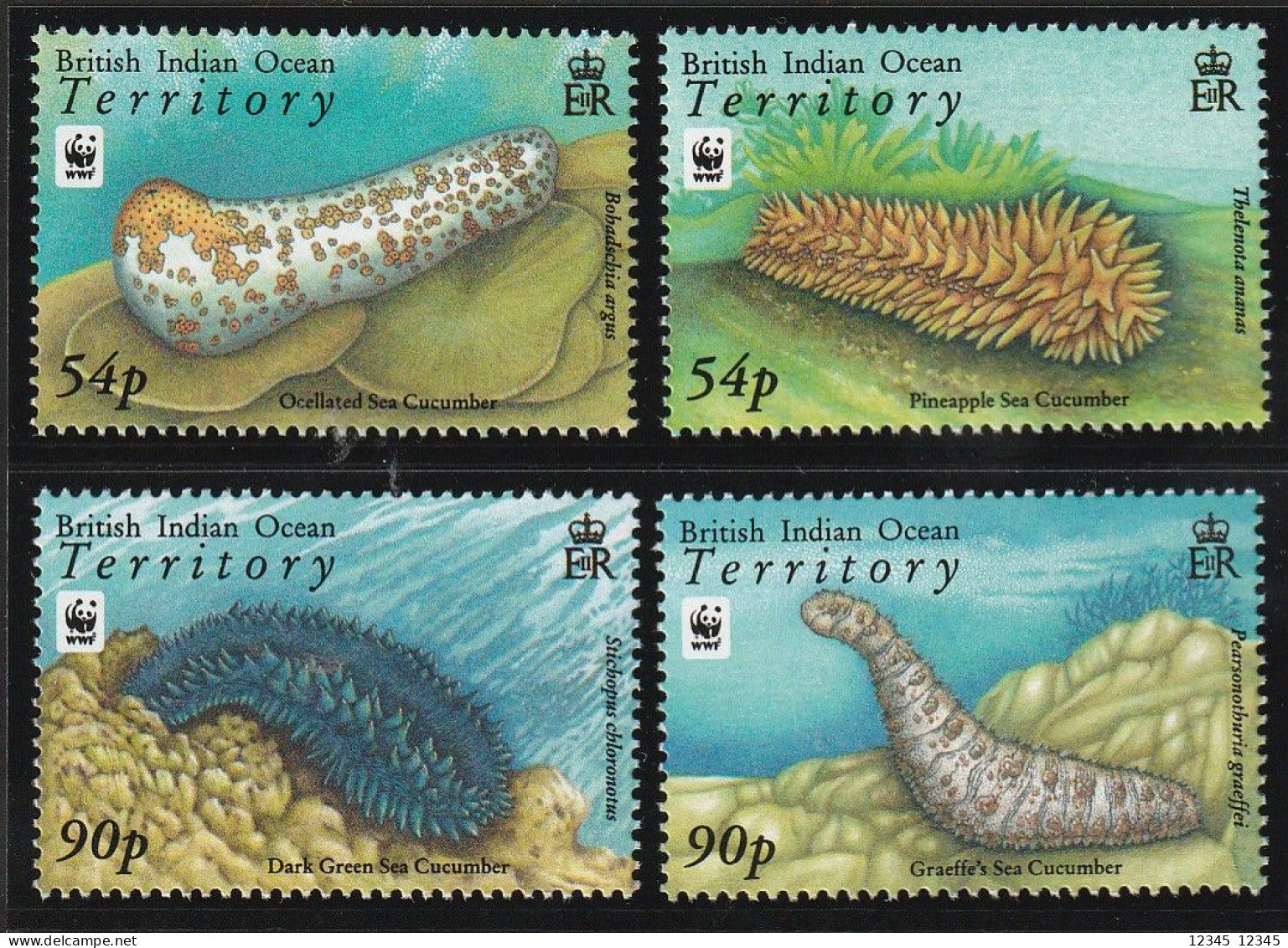 B.I.O.T. 2008, Postfris MNH, WWF, Sea Cucumbers - Territorio Britannico Dell'Oceano Indiano