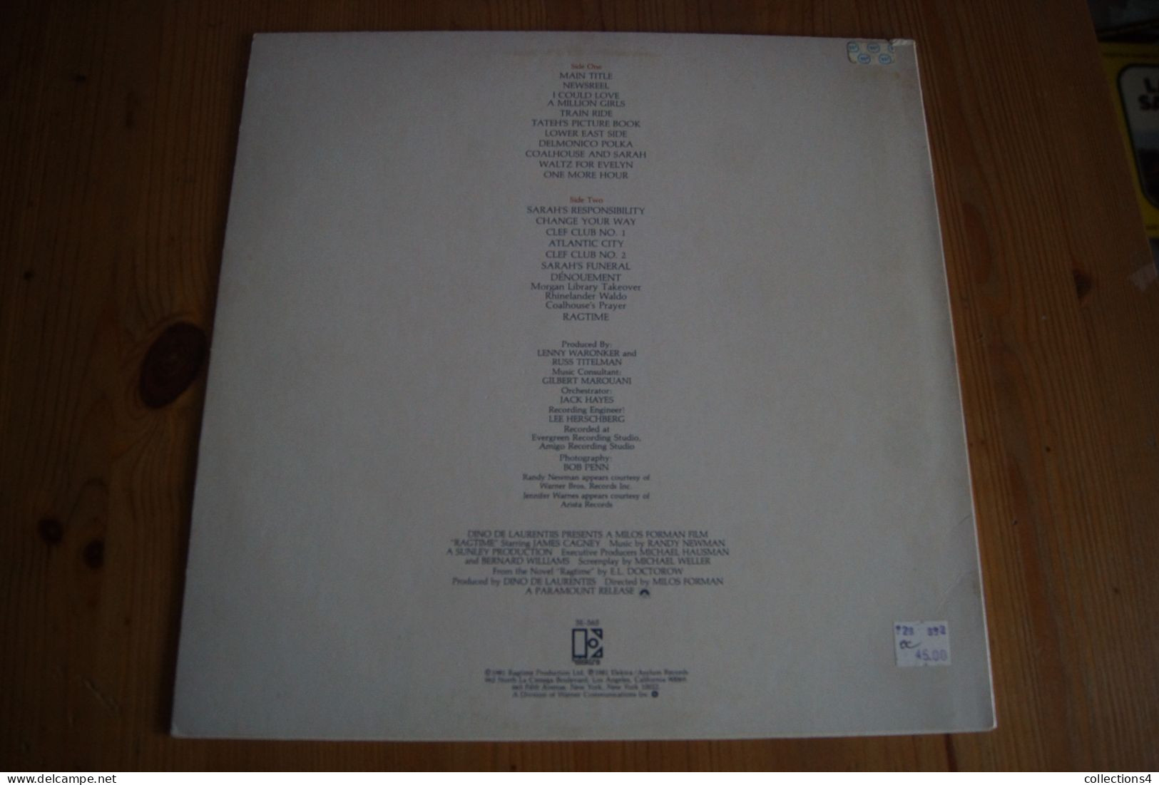 RANDY NEWMAN RAGTIME LP AMERICAIN DU FILM 1981 VALEUR+ - Musique De Films