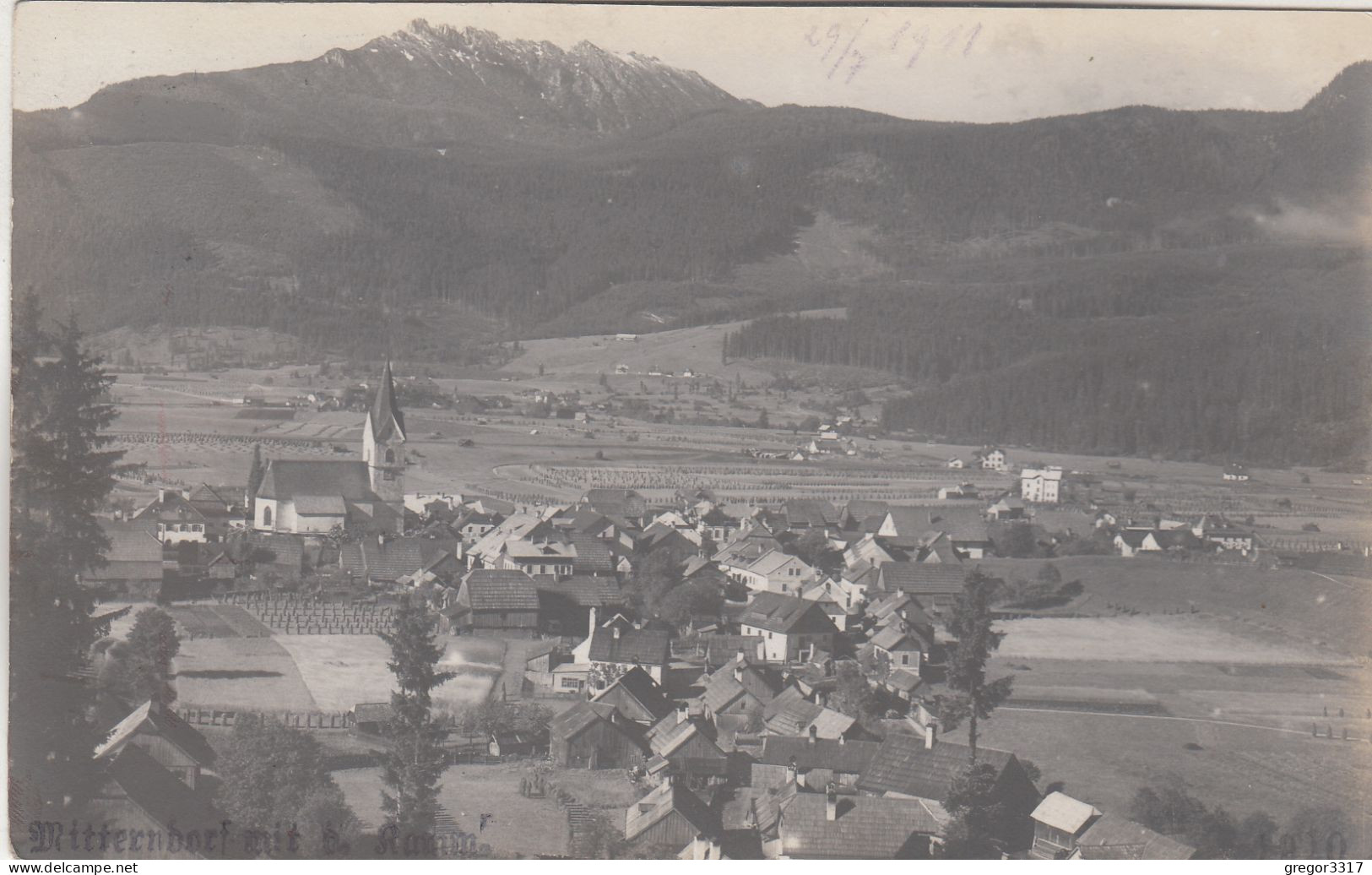 D9465) MITTERNDORF Mit Dem KAMM - Häuser U. Kirche DETAILS -alte FOTO AK 1915 - Bad Mitterndorf