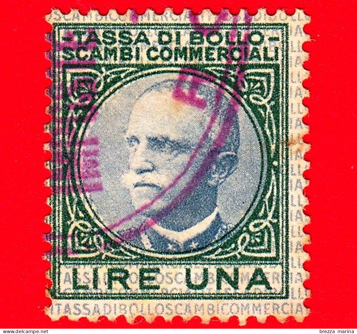 ITALIA - Usato - 1925  - Fiscale - Tassa Di Bollo - Scambi Commerciali  - 1 Lira - Steuermarken