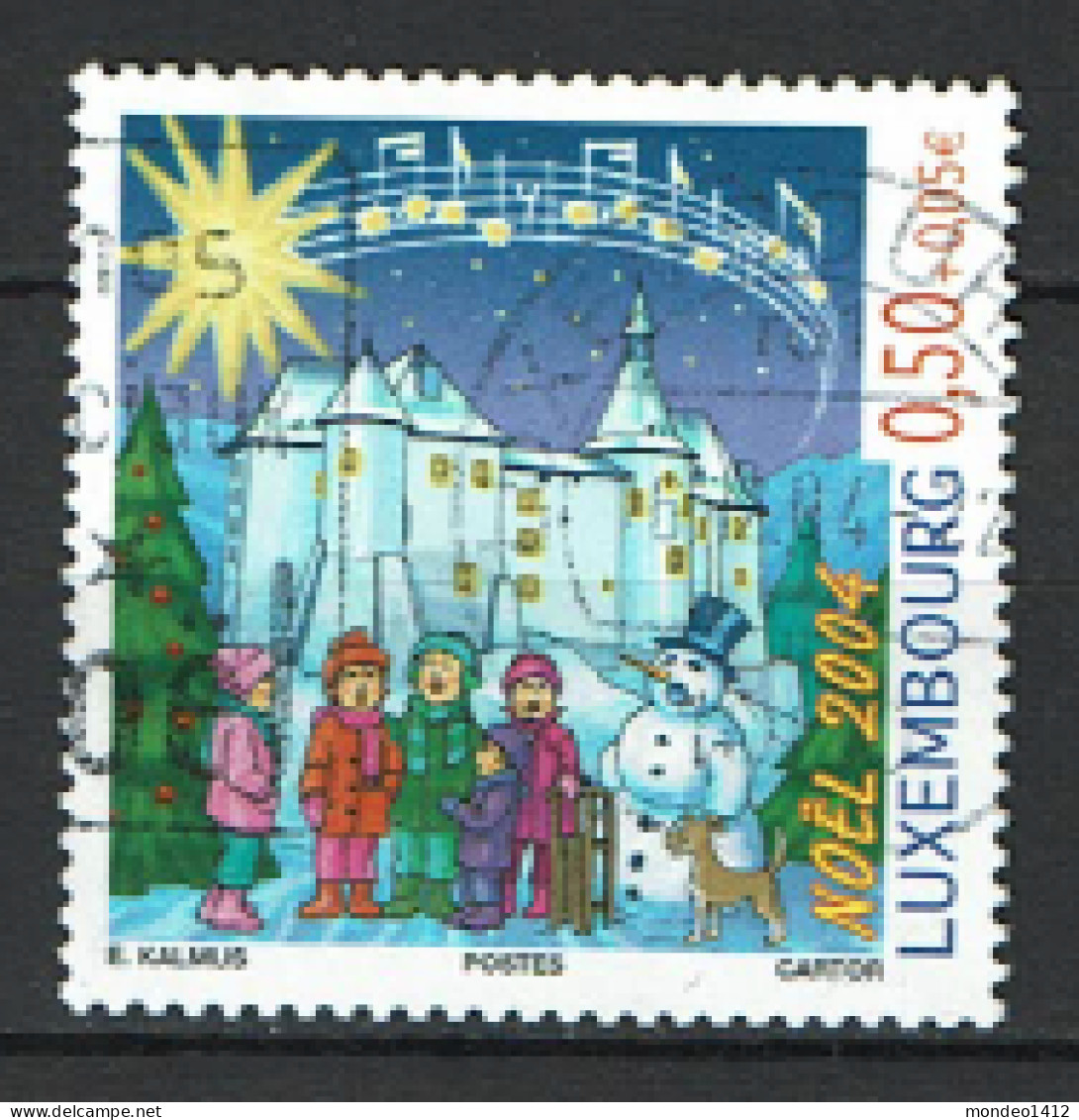 Luxembourg 2004 - YT 1608 - Noël, Enfants Chantant, Bonhomme De Neige, Château De Clervaux - Gebruikt