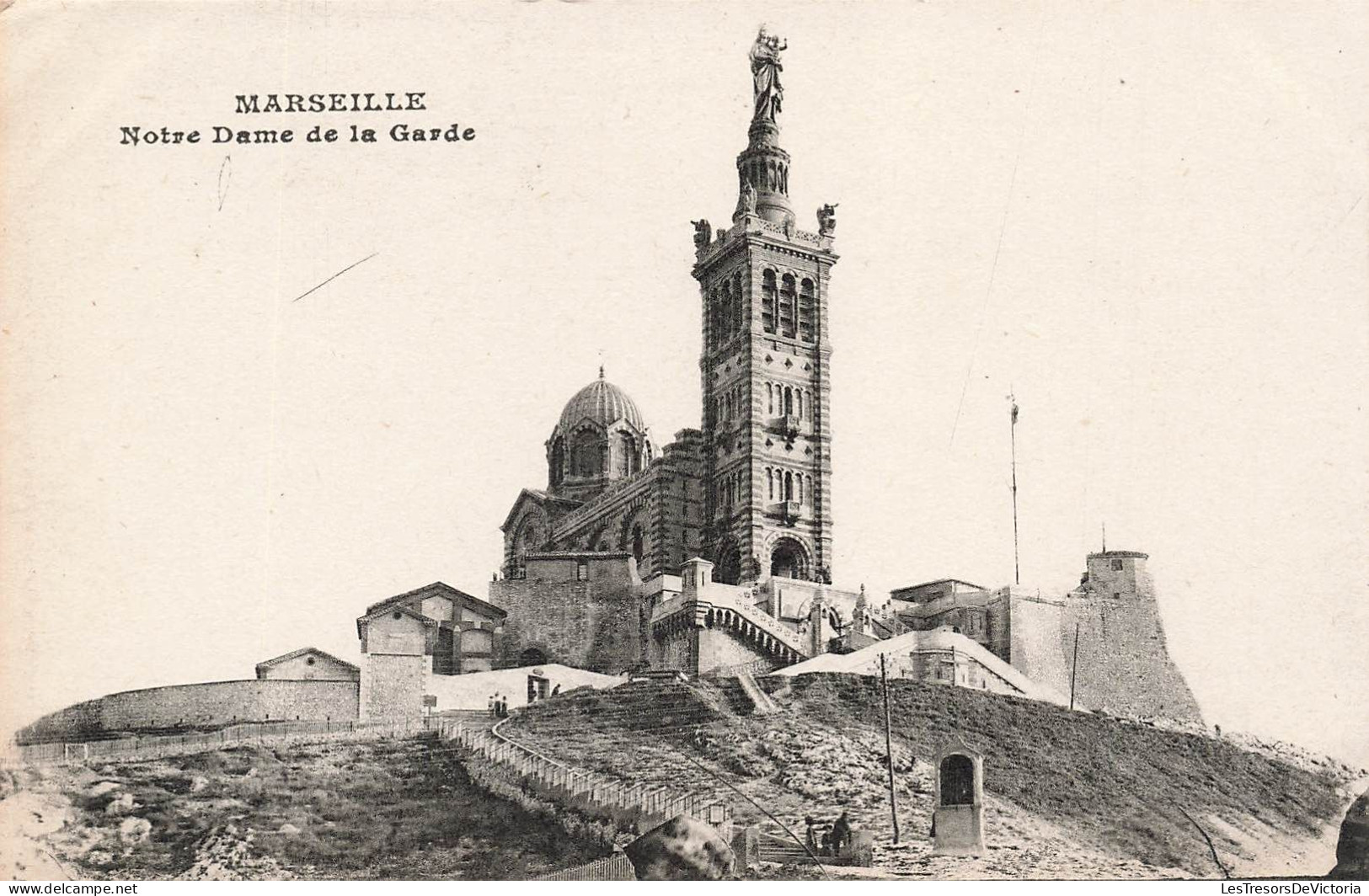 FRANCE - Marseille - Notre Dame De La Garde - Vue Générale - Carte Postale Ancienne - Notre-Dame De La Garde, Lift En De Heilige Maagd