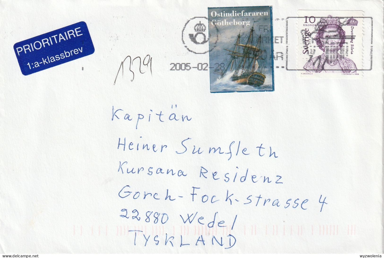 T 749) Schweden 2005; Brief An Kapitän H. Sumfleth, Cap Hornier, Kap Hoorn (Segel-Schiff) - Sonstige (See)