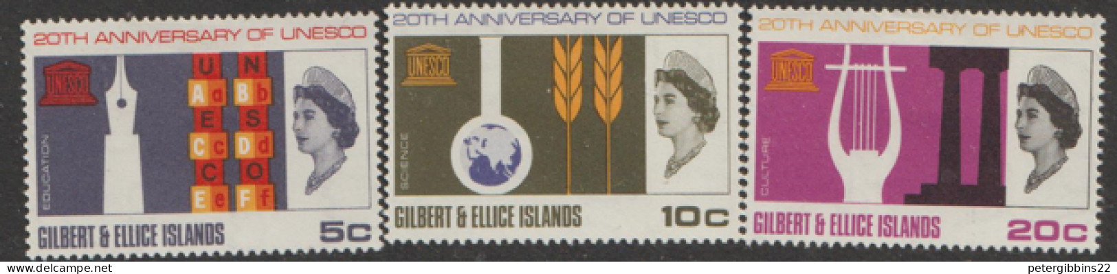 Gilbert And Ellice Islands 1965  SG 129-31   UNESCO    Lightly Mounted Mint - Isole Gilbert Ed Ellice (...-1979)