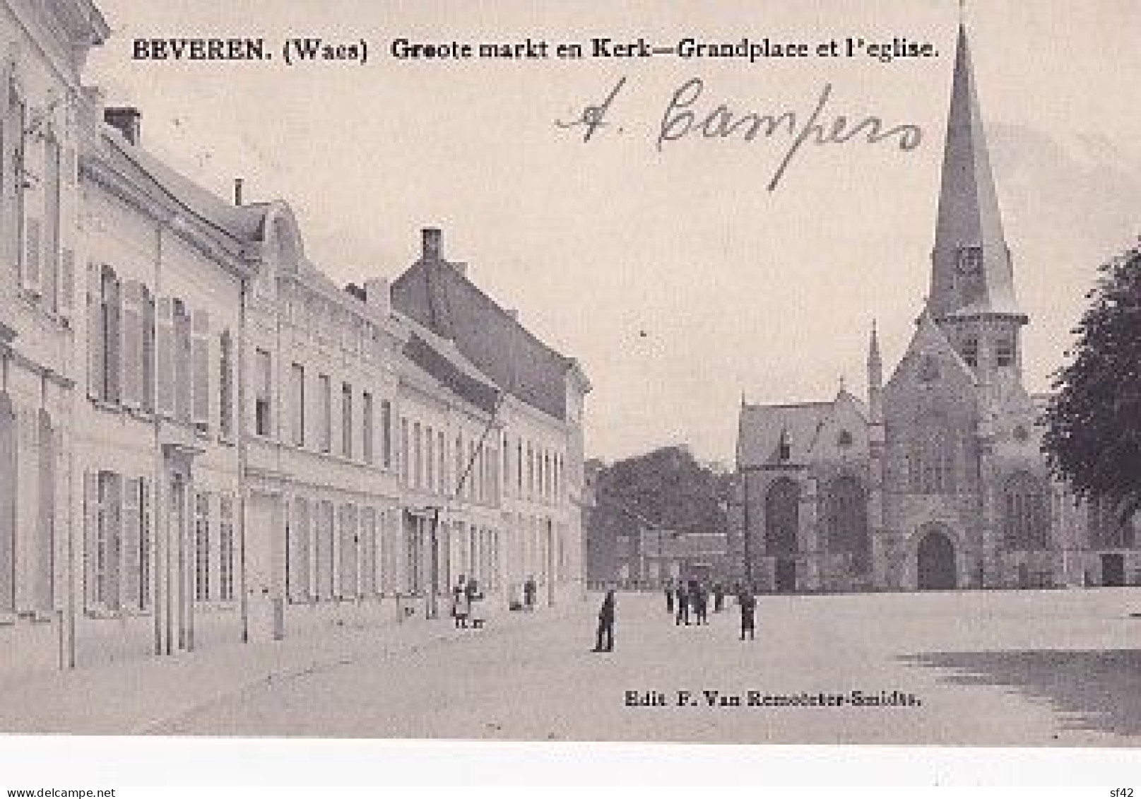 BEVEREN    WAES        GROOTE MARKT EN KERK          +  TIMBRE - Beveren-Waas