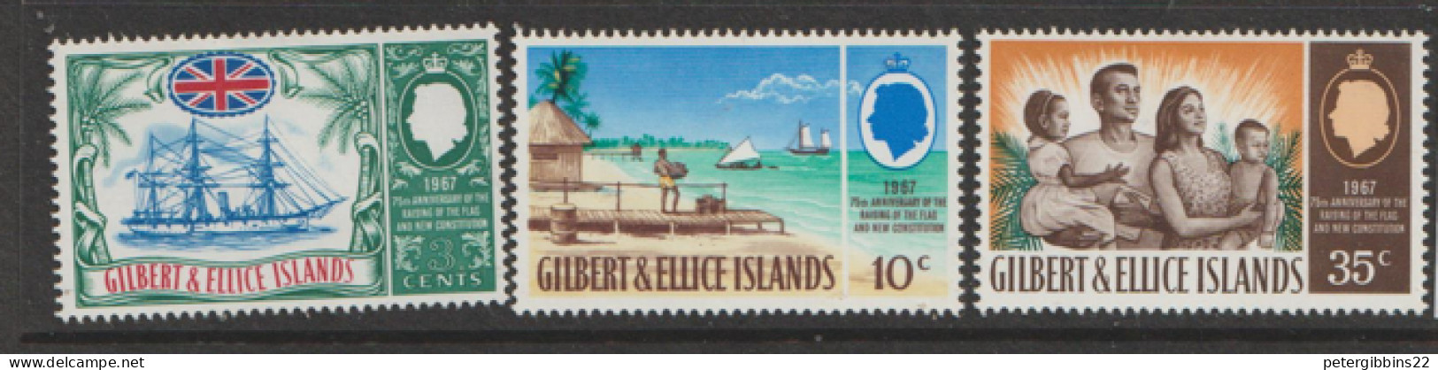 Gilbert And Ellice Islands 1965  SG 132-4 Anniversary Protectorate  Lightly Mounted Mint - Isole Gilbert Ed Ellice (...-1979)