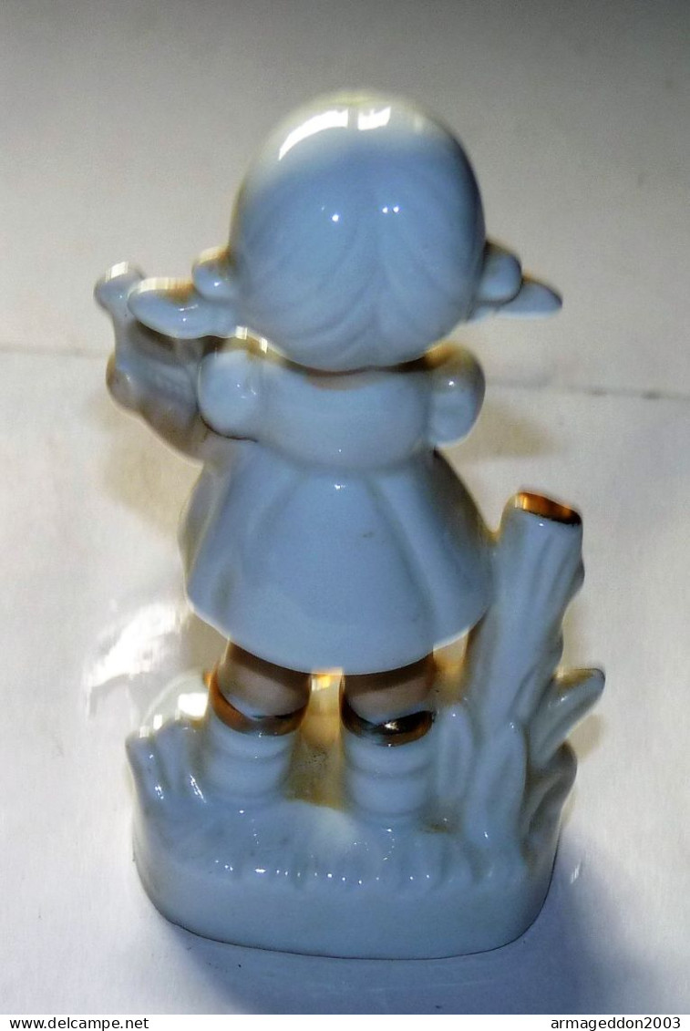 Figurine Statue Fillette Musicienne Céramique Porcelaine Or Fin Art Déco Tbe - Jugendstil / Art Déco