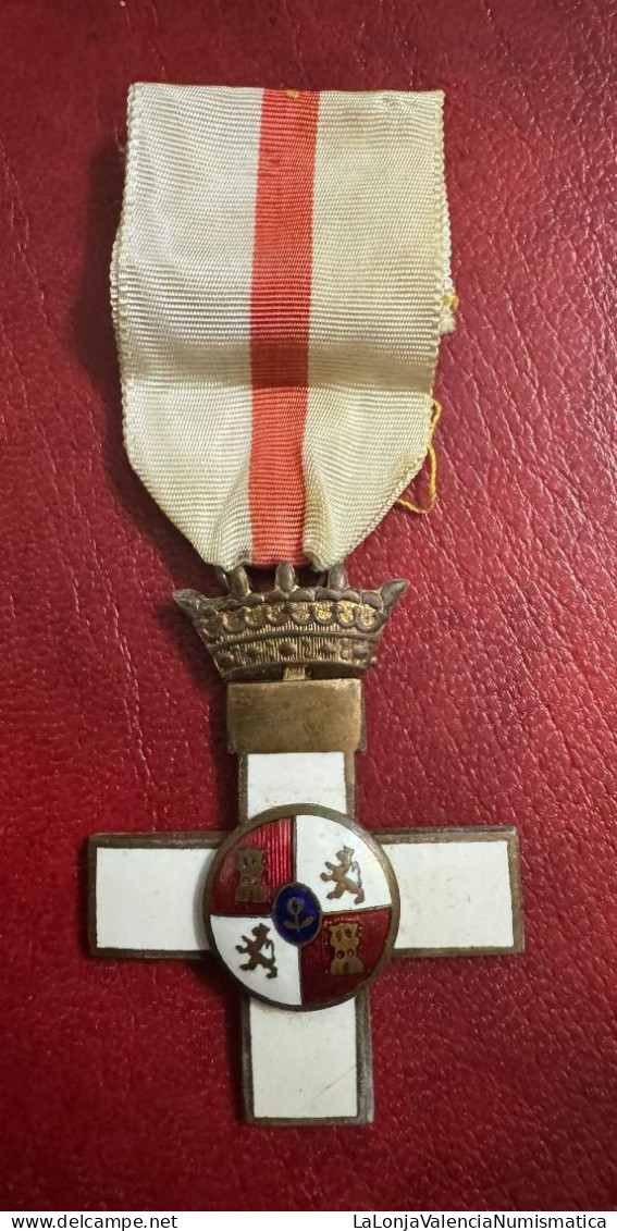 España Medalla Cruz Del M.M. 1 Clase Distintivo Blanco 1938-1975 PG 178 - Autres & Non Classés