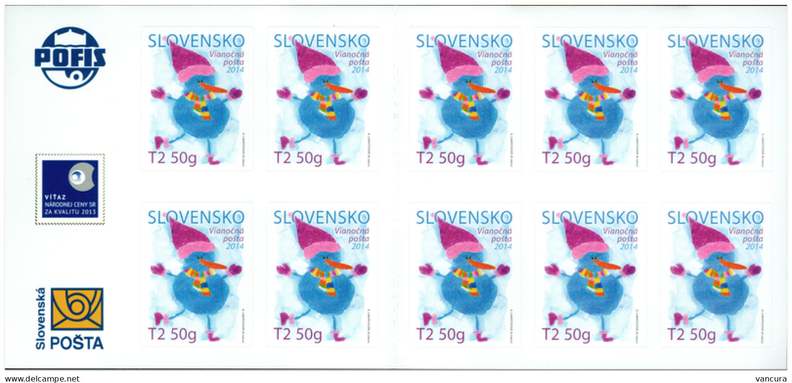 Booklet 576 Slovakia Christmas Post 2014 - Unused Stamps