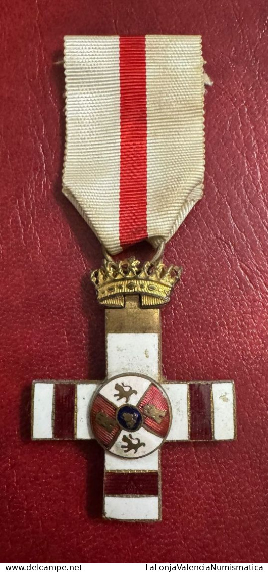 España Medalla Cruz Del M.M. 1 Clase Distintivo Blanco Pensionada PG 181 - Andere & Zonder Classificatie