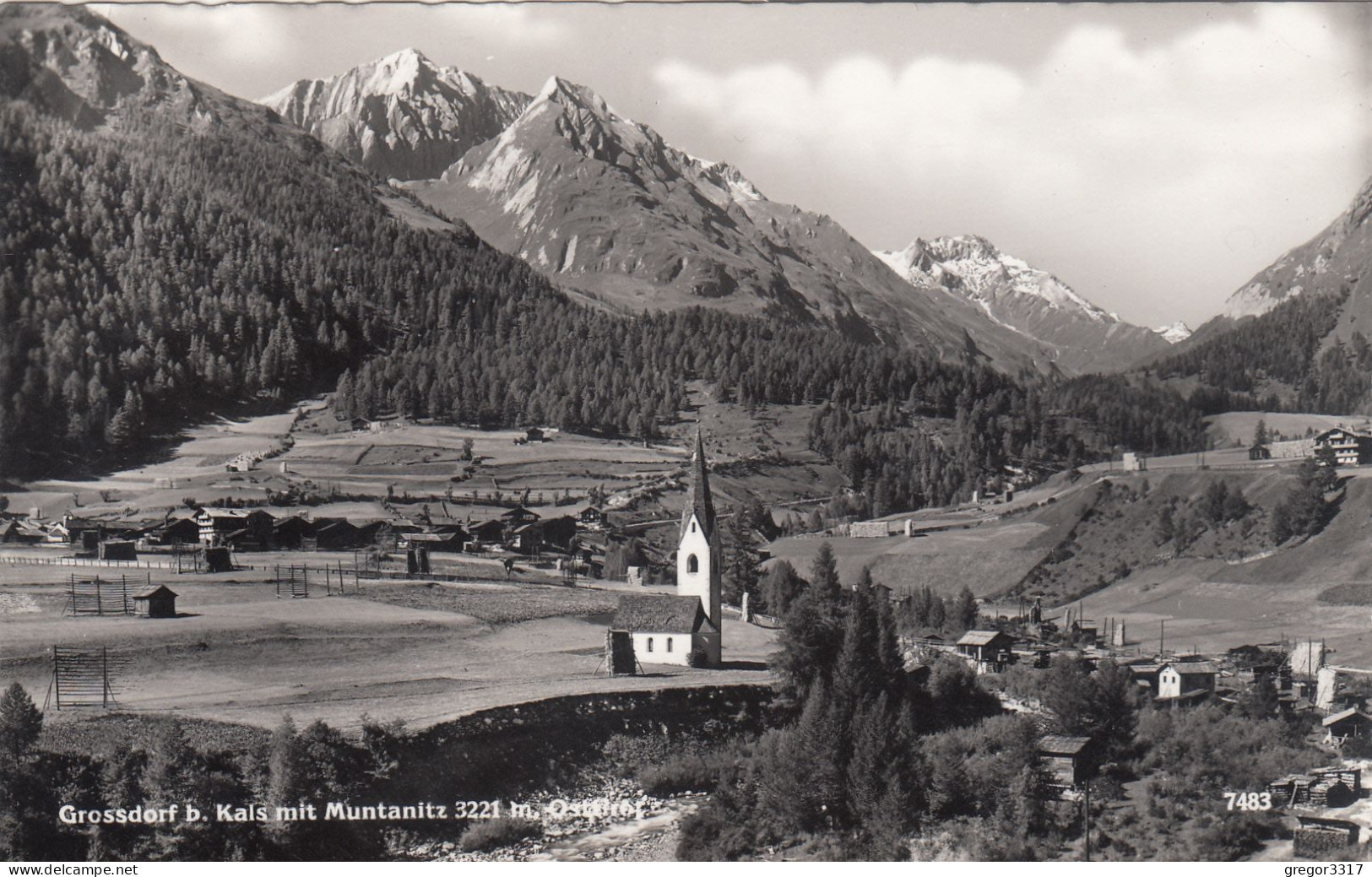 D9508) GROSSDORF B. KALS Mit Muntanitz - Osttirol - Kleine Kirche Im Vordergrund - Tolle Alte S/W FOTO AK - Kals