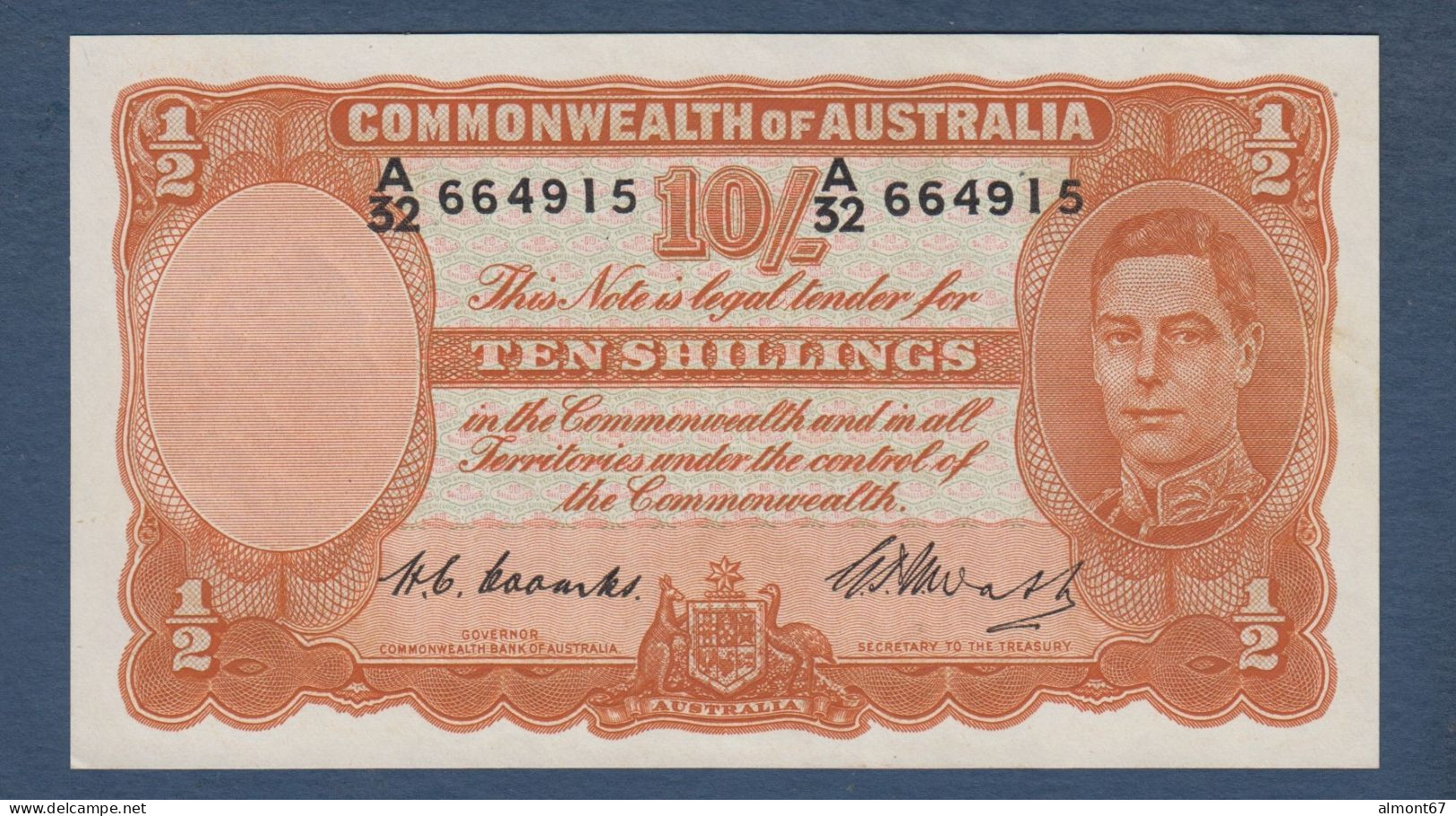 AUSTRALIE -  10 Shillings  P. 25c - 1938-52