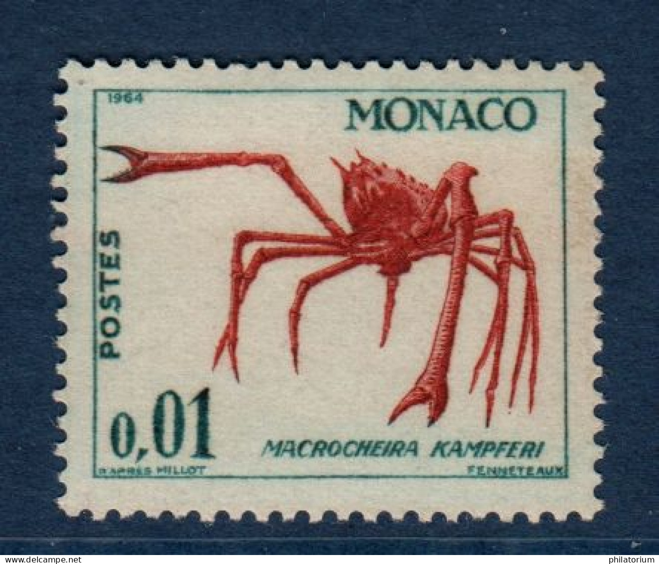 Monaco,  Yvert N° 537A, **, Crabe "macrocheira Kampferi" - Crustacés