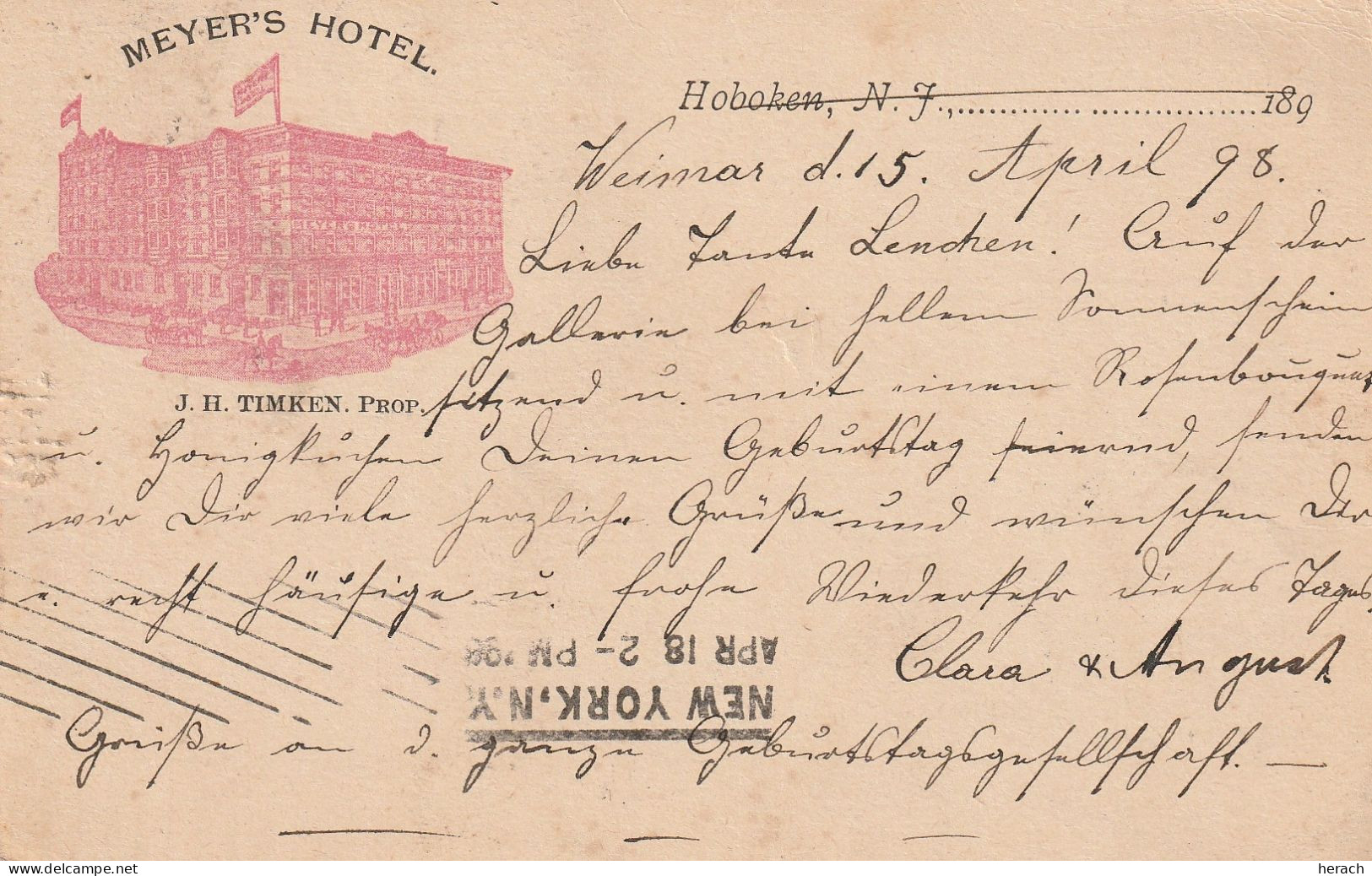 Etats Unis Entier Postal  Privé Illustré Pour L'Allemagne 1898 - ...-1900