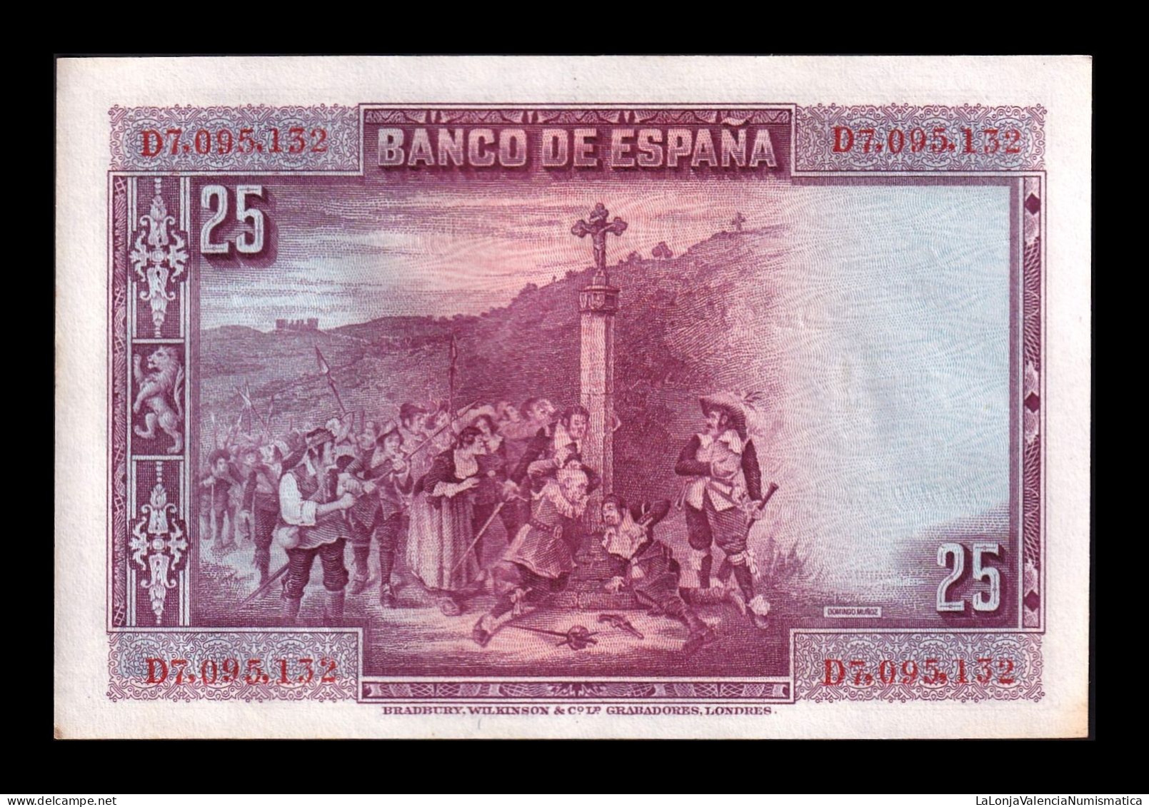 España Spain Lot 10 Banknotes 25 Pesetas Calderón 1928 Pick 74a Serie D Sc- AUnc - 1-2-5-25 Peseten