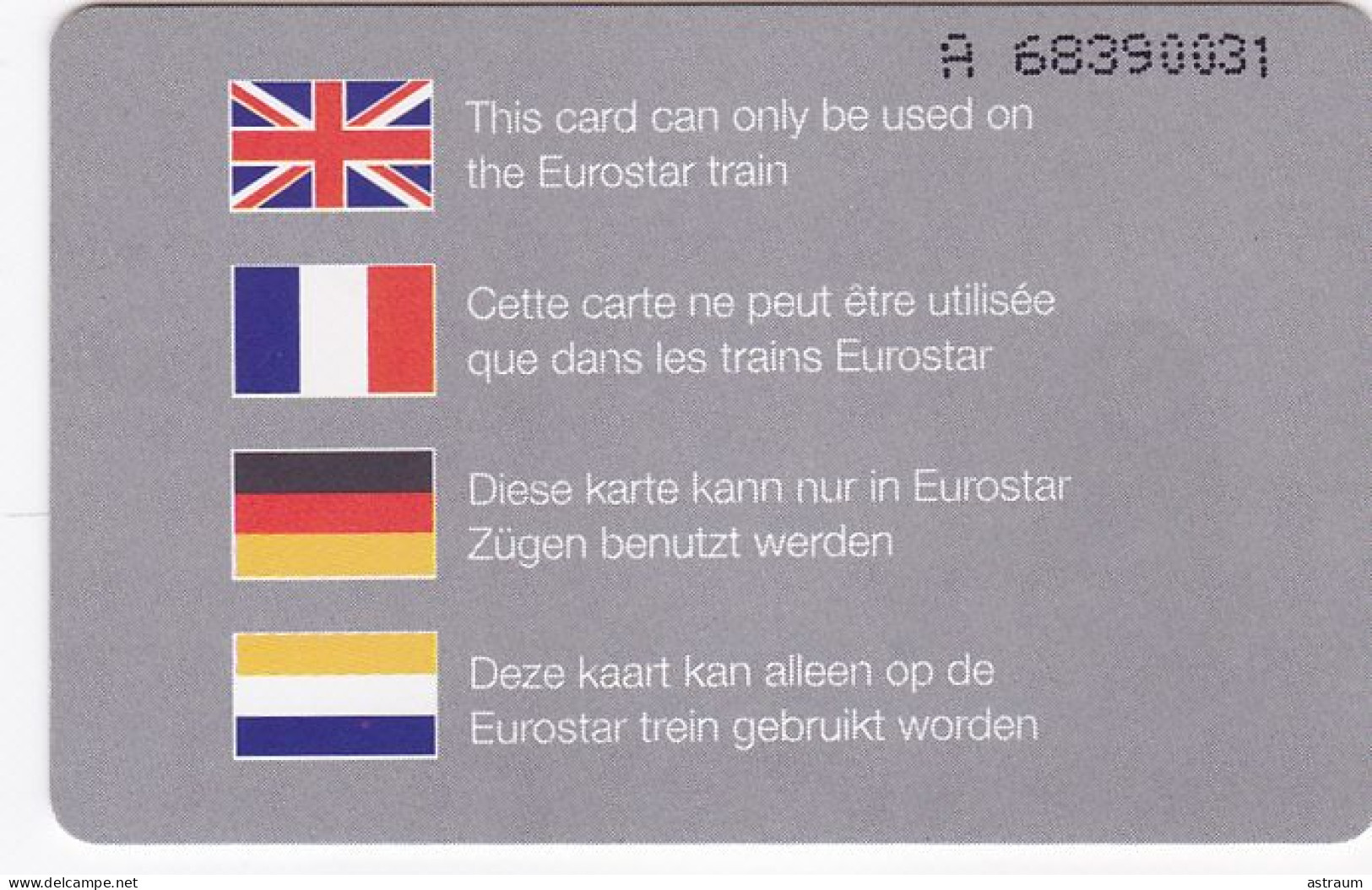 Telecarte Usage Specifique Luxe - BT EURO 3 - 120 U  - Sol6 - 1997 - 20000 Ex -  Eurostar     