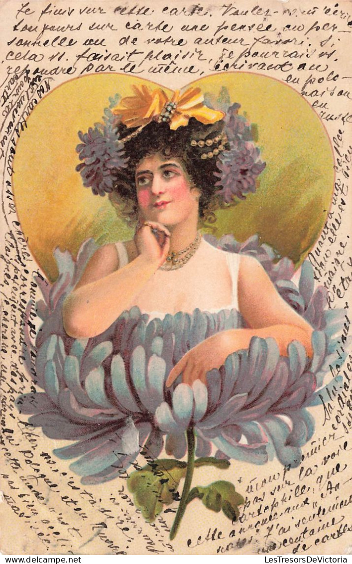 ARTS - Peintures Et Tableaux - Une Femme Vêtue De Pétales De Fleur - Carte Postale Ancienne - Malerei & Gemälde