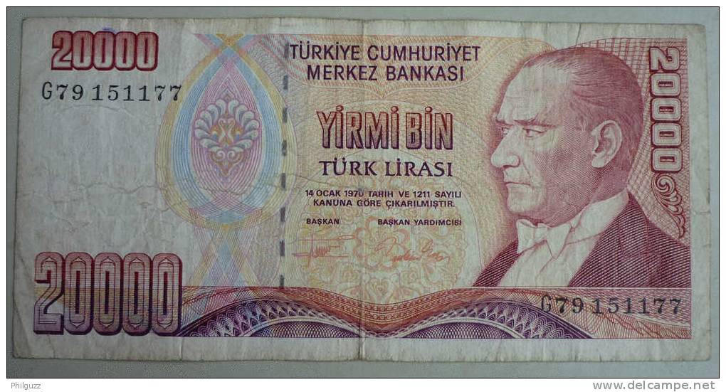TURQUIE 20 000 LIRA 1970 - Turquie