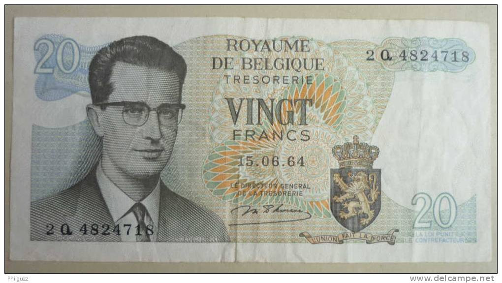 1964 BELGIUM BELGIQUE BAUDOUIN 20 FRANCS  2Q 4824718 - [ 9] Colecciones