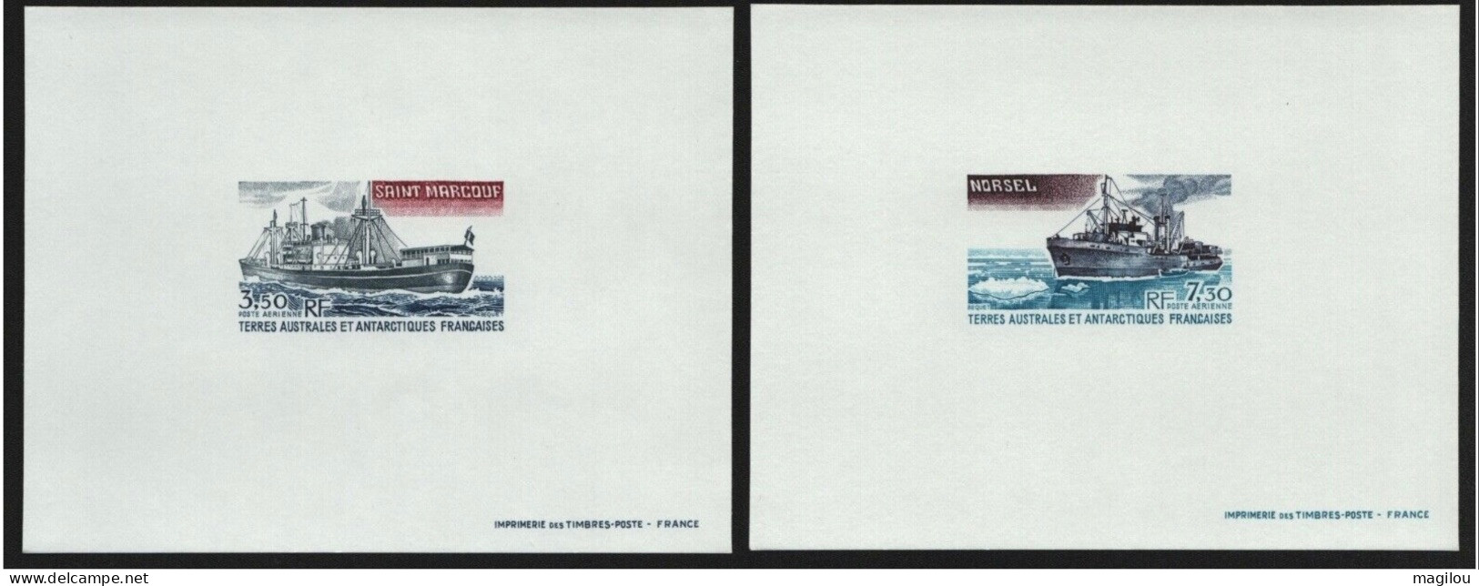 2 Épreuve De Luxe Taaf/fsat Bateau Saint Marcouf Norsel YVT PA 63/64 - Imperforates, Proofs & Errors