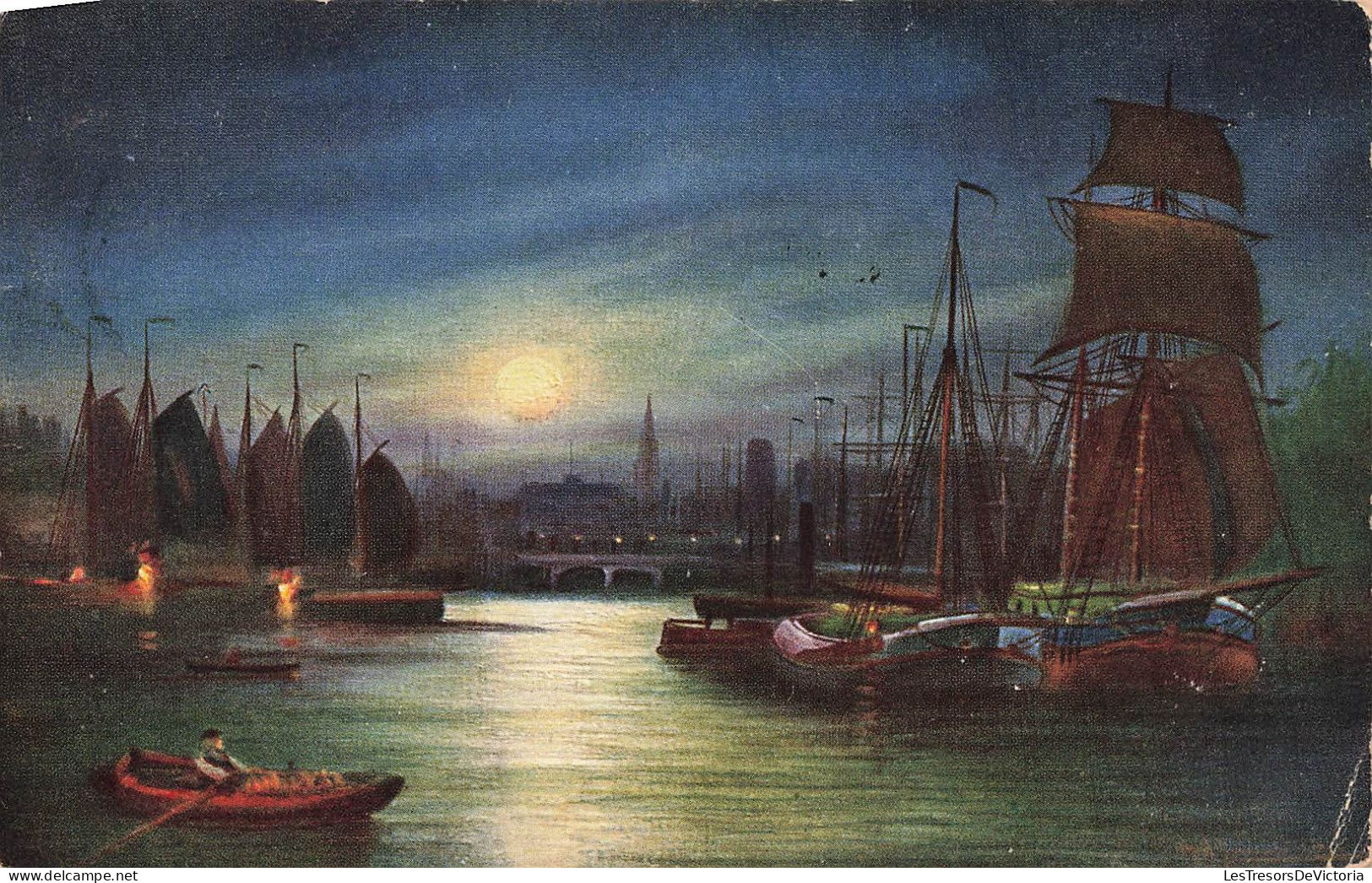 PAYS-BAS - Rotterdam - La Nuit - Bateaux - Carte Postale Ancienne - Altri & Non Classificati