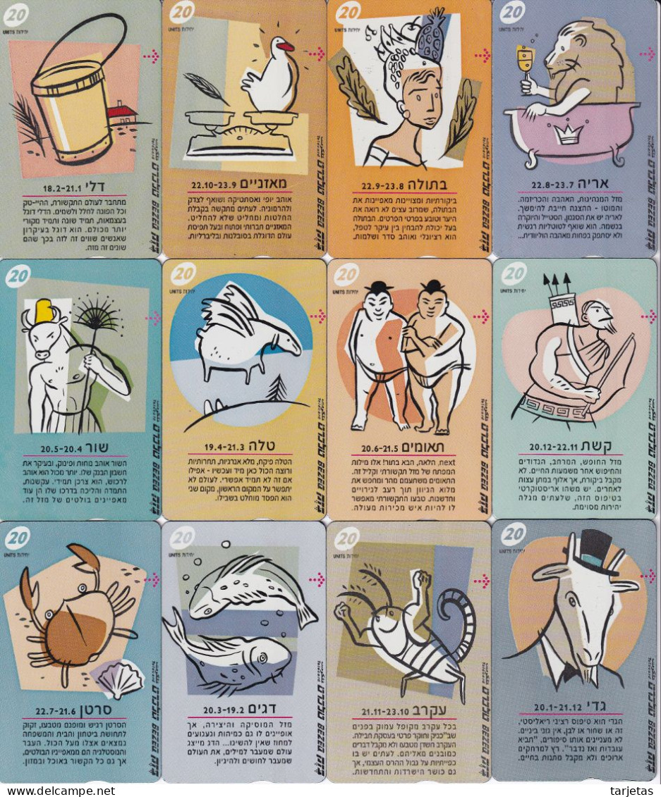 SERIE COMPLETA 12 TARJETAS DE ISRAEL DE HOROSCOPOS (ZODIACO-ZODIAC) - Zodiaque