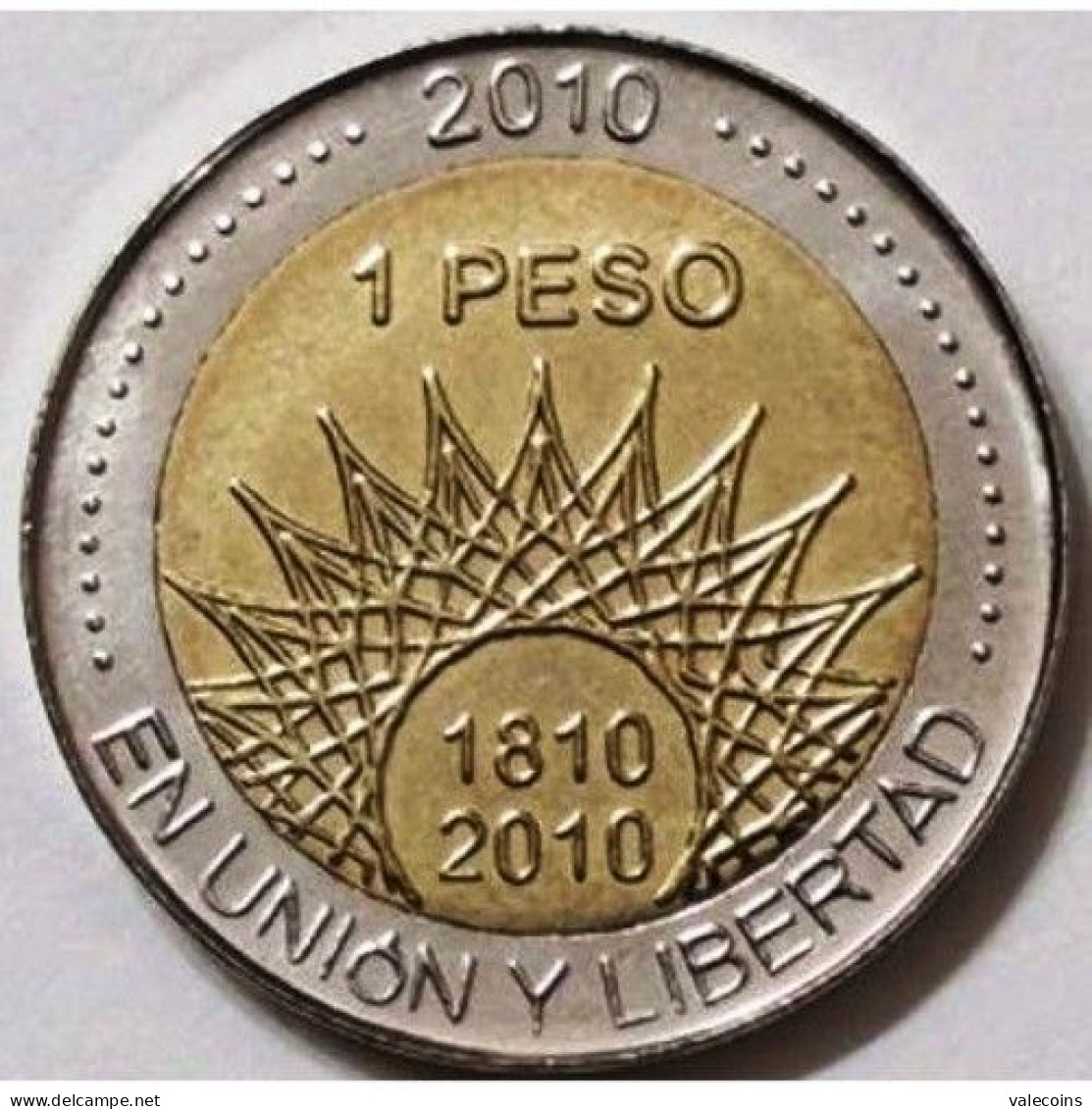 ARGENTINA - 2010 - 1 Peso - KM 158 - Mar Del Plata - UNC Bimetallica Bimetallic - Argentine