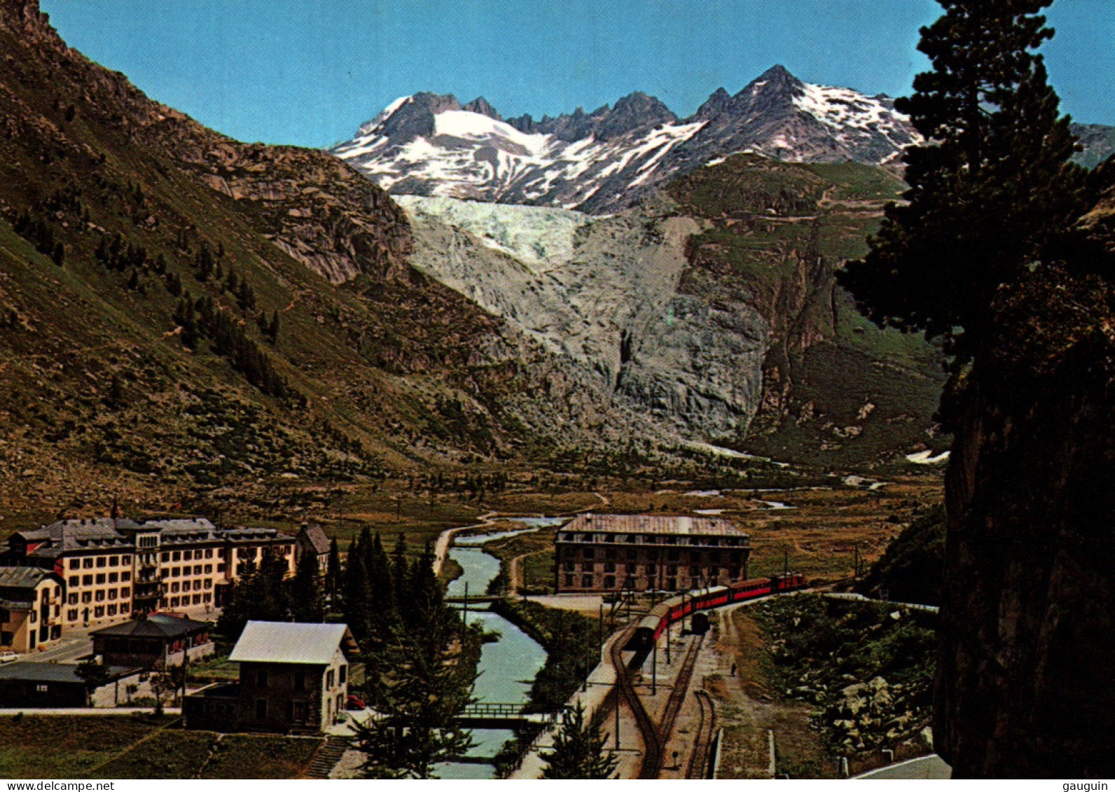 CPM - GLETSCH (Obergoms) - Vue Sur Rhonegletscher Et Galenstock (Gare Train) - Edition Photo Geiger - Obergoms