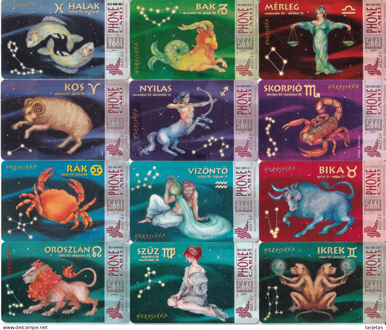 SERIE COMPLETA 12 TARJETAS DE HUNGRIA DE HOROSCOPOS (ZODIACO-ZODIAC) - Dierenriem