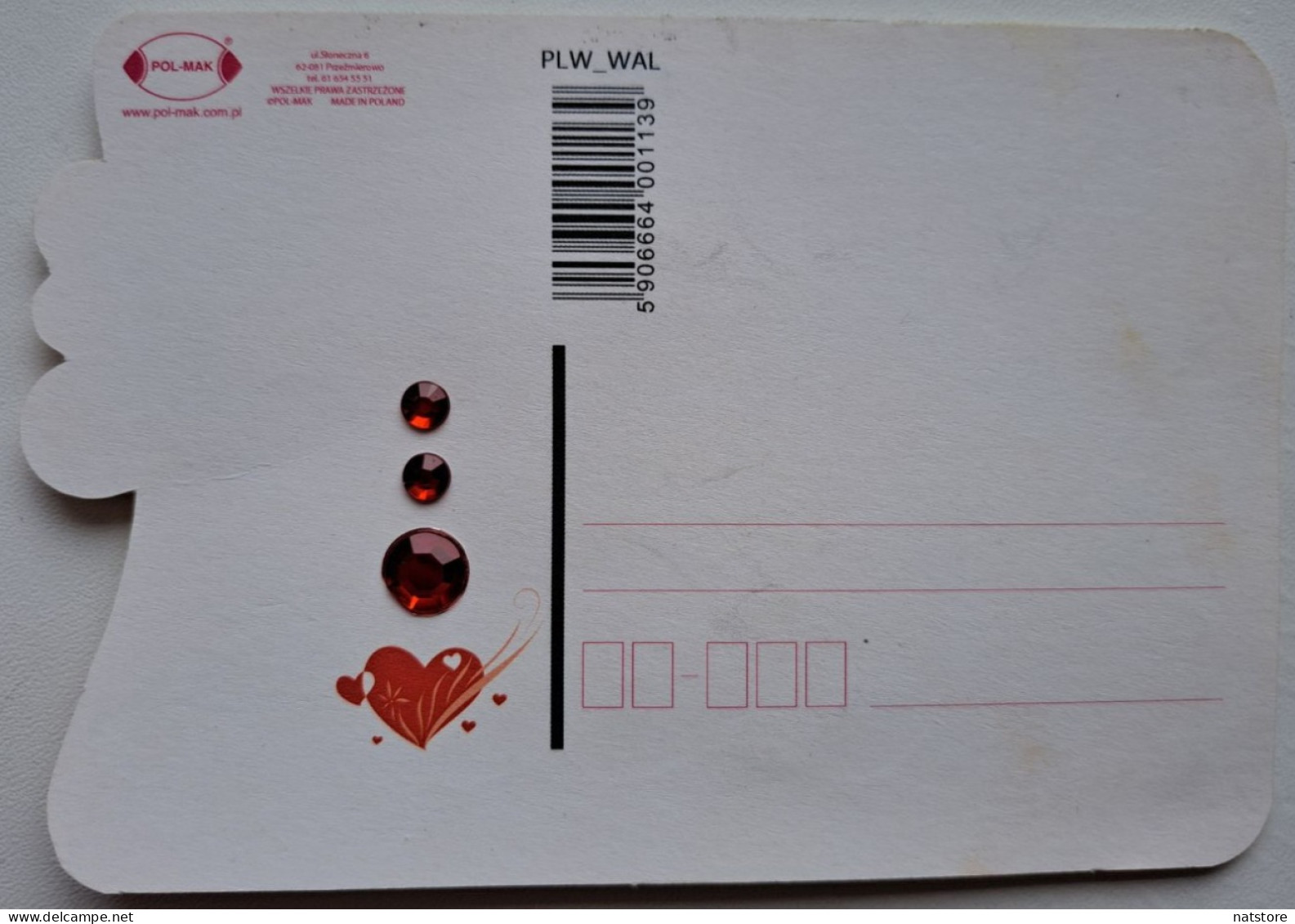 POLAND ..  POSTCARD With Rhinestones..VALENTINE'S DAY - Valentijnsdag