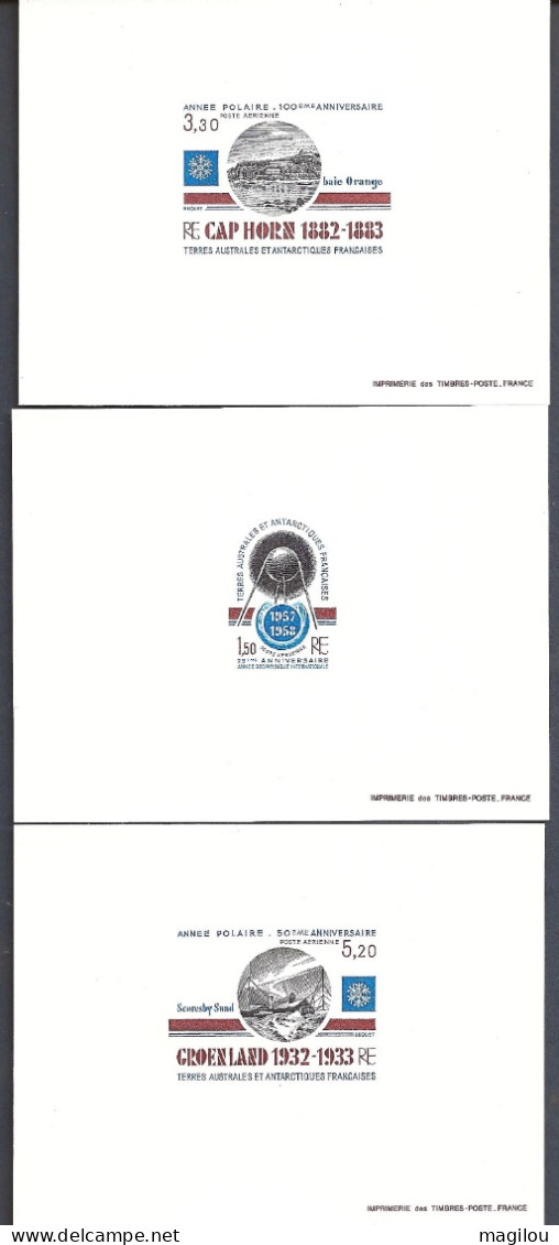 3 Épreuve De Luxe Taaf/fsat Anniversaire De L’année Géophysique YVT PA 77A - Imperforates, Proofs & Errors