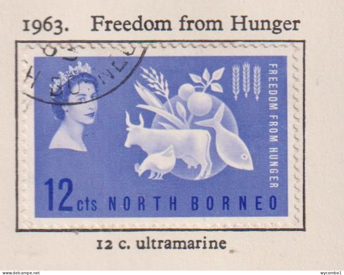 NORTH BORNEO  -  1963 Freedom From Hunger 12c Used As Scan - North Borneo (...-1963)