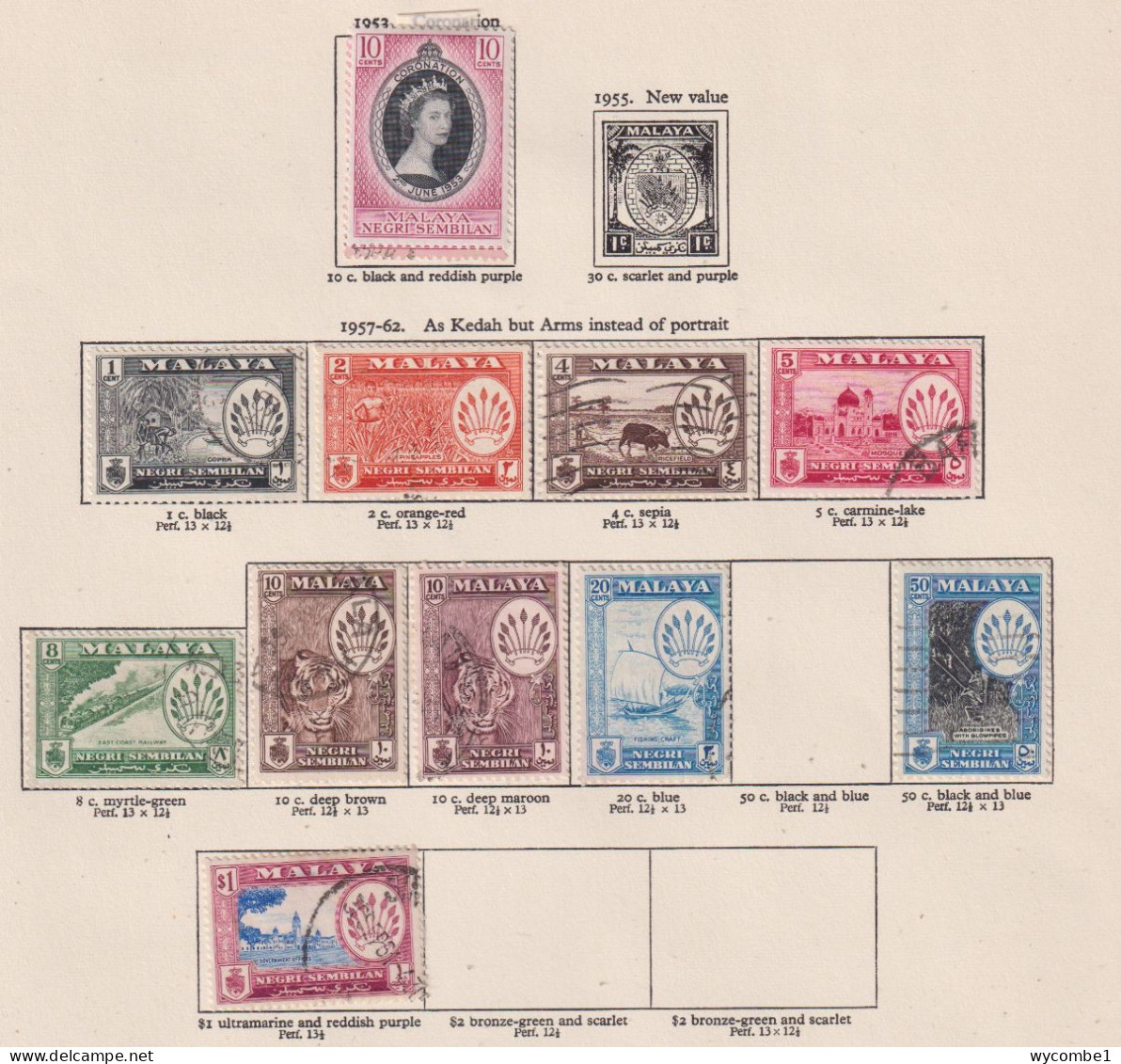 NEGRI SEMBILAN  -  1953-68 Issues As Scans - Negri Sembilan