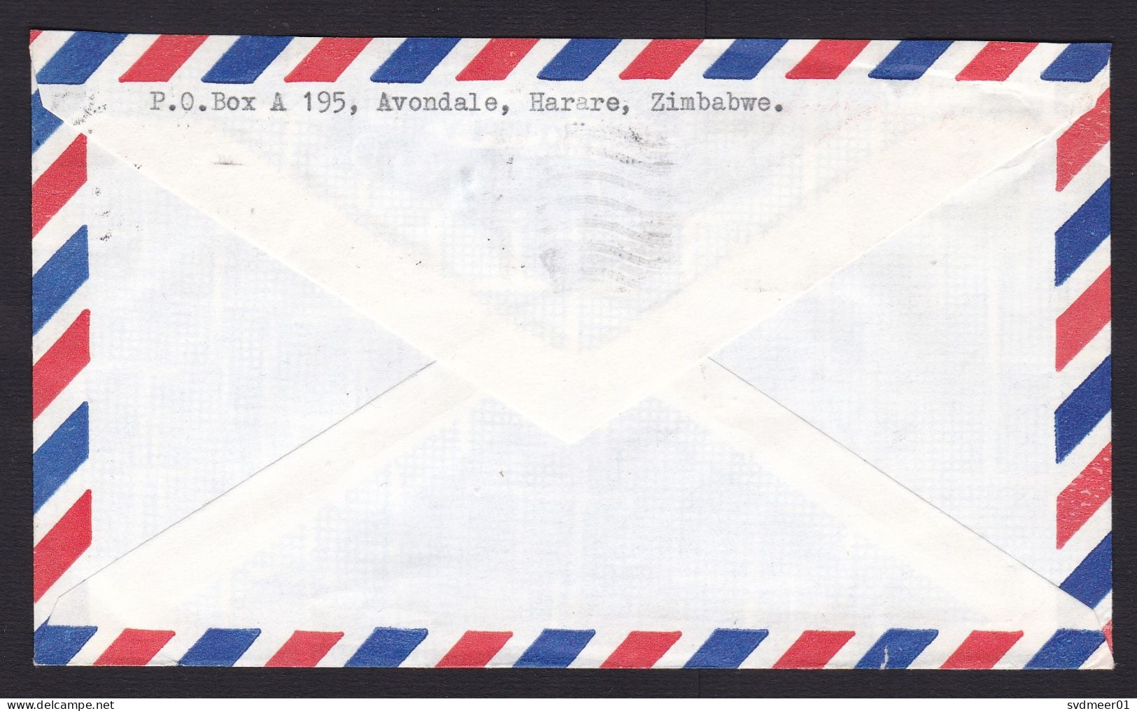 Zimbabwe: Airmail Cover To Netherlands, 4 Stamps, Cow, Corn, Agriculture, Food, Air Label (damaged: Stain) - Zimbabwe (1980-...)