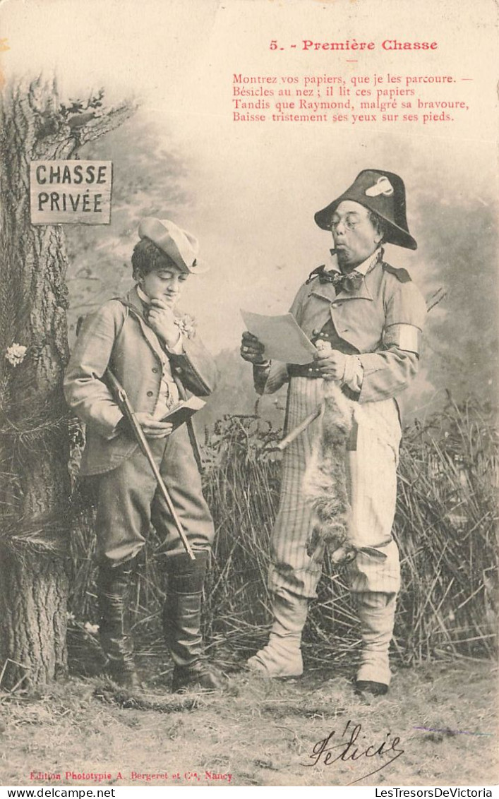 ENFANTS - Première Chasse - Chasse Privée - Montrez Vos Papiers - Carte Postale Ancienne - Other & Unclassified