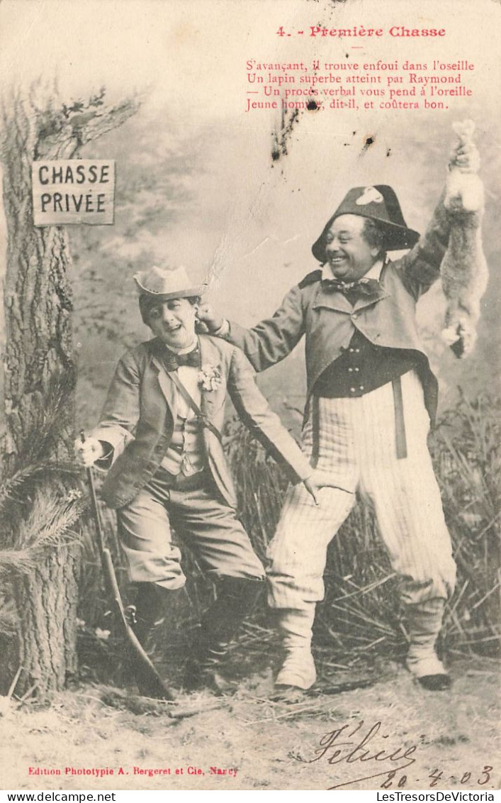 ENFANTS - Première Chasse - Chasse Privée - Un Procès Verbal Vous Pend à L'oreille - Carte Postale Ancienne - Autres & Non Classés