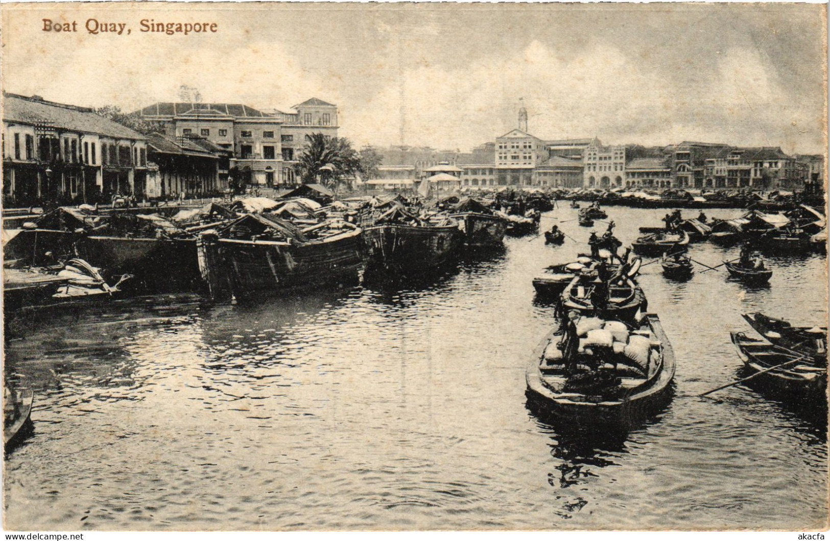 PC SINGAPORE, BOAT QUAY, VINTAGE POSTCARD (b1830) - Singapour