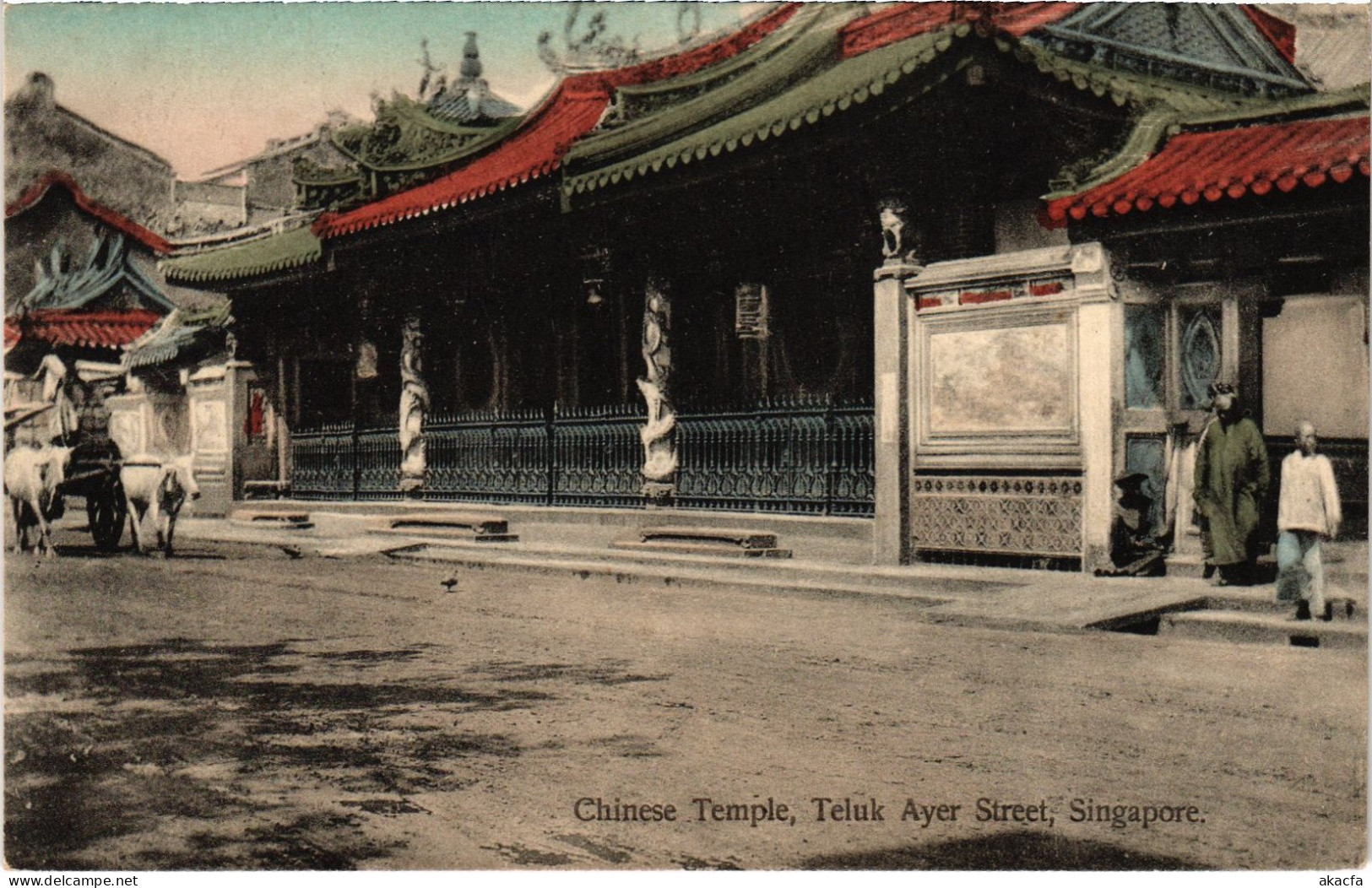 PC SINGAPORE, CHINESE TEMPLE AT TELUK AYER, VINTAGE POSTCARD (b1828) - Singapour